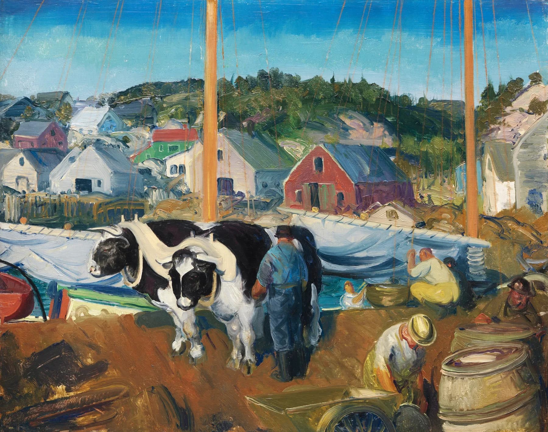 Escena Rural con Vacas y Barco - George Bellows