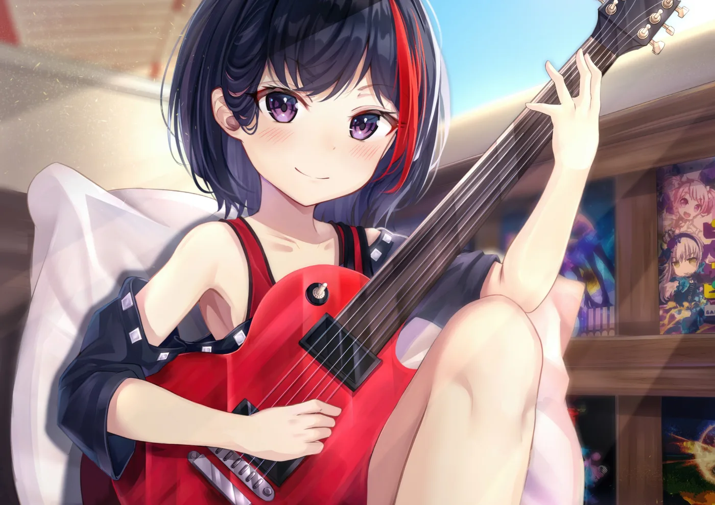 Chica BanG Dream con Guitarra Roja