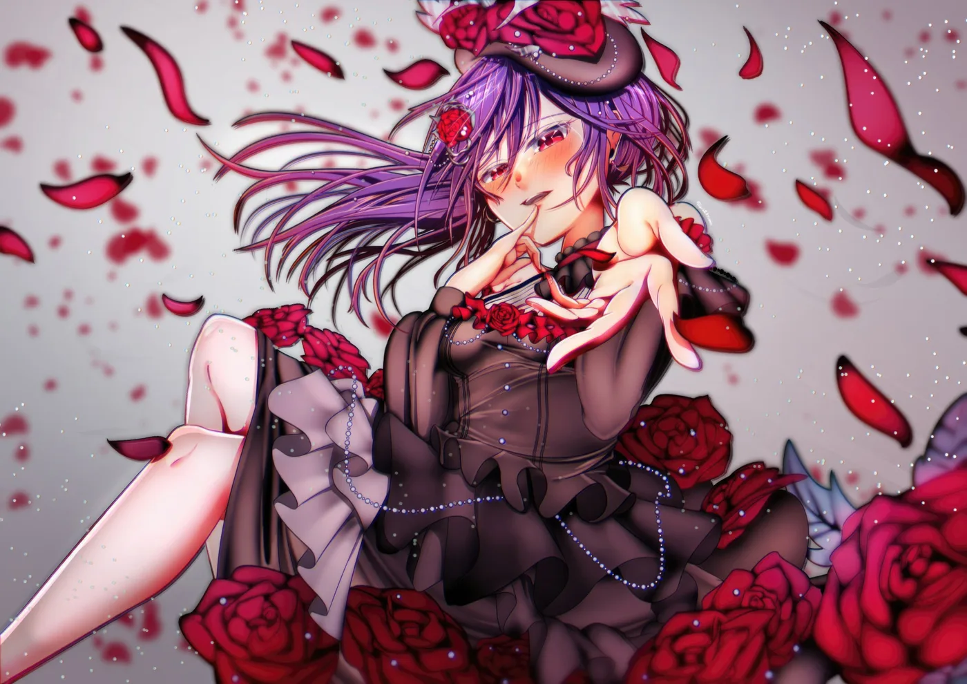 Chica BanG Dream Morada con Rosas Rojas