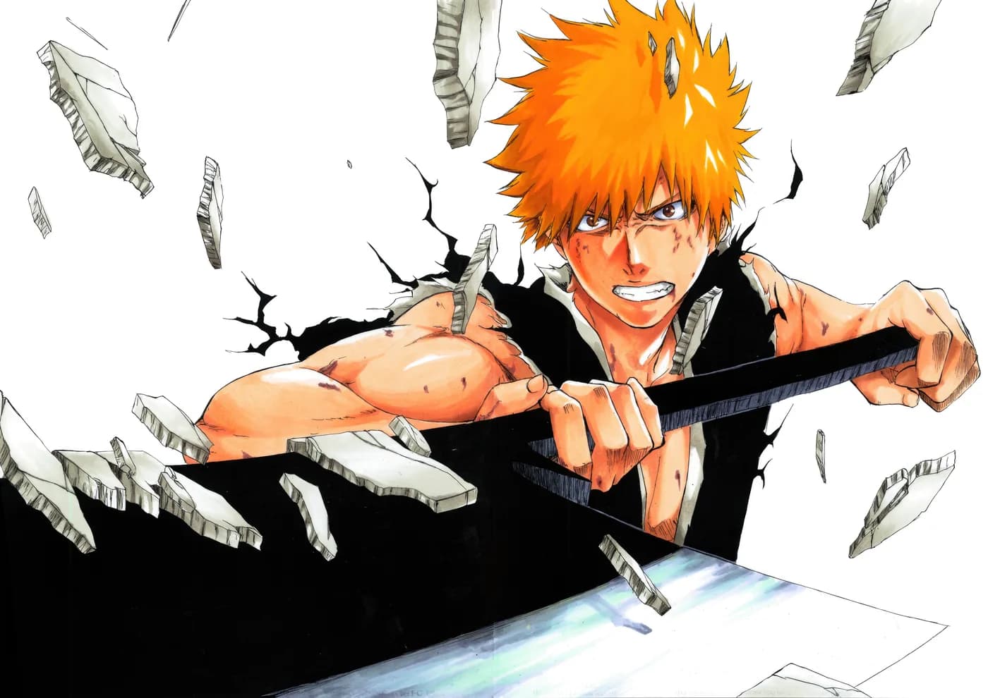 Ichigo Rompiendo Pared Manga Accion