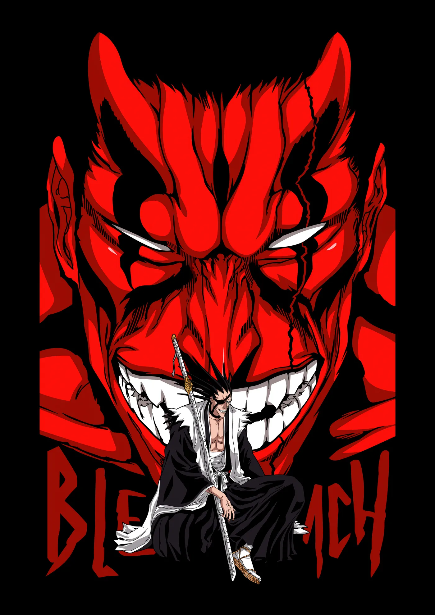 Kenpachi Zaraki Sonrisa con Demonio de Fondo