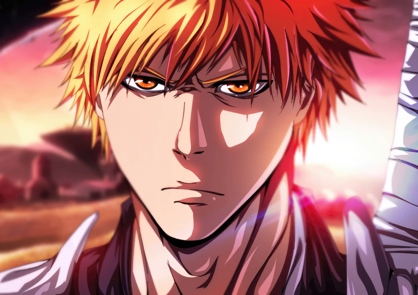 Ichigo Kurosaki Mirada Intensa Atardecer
