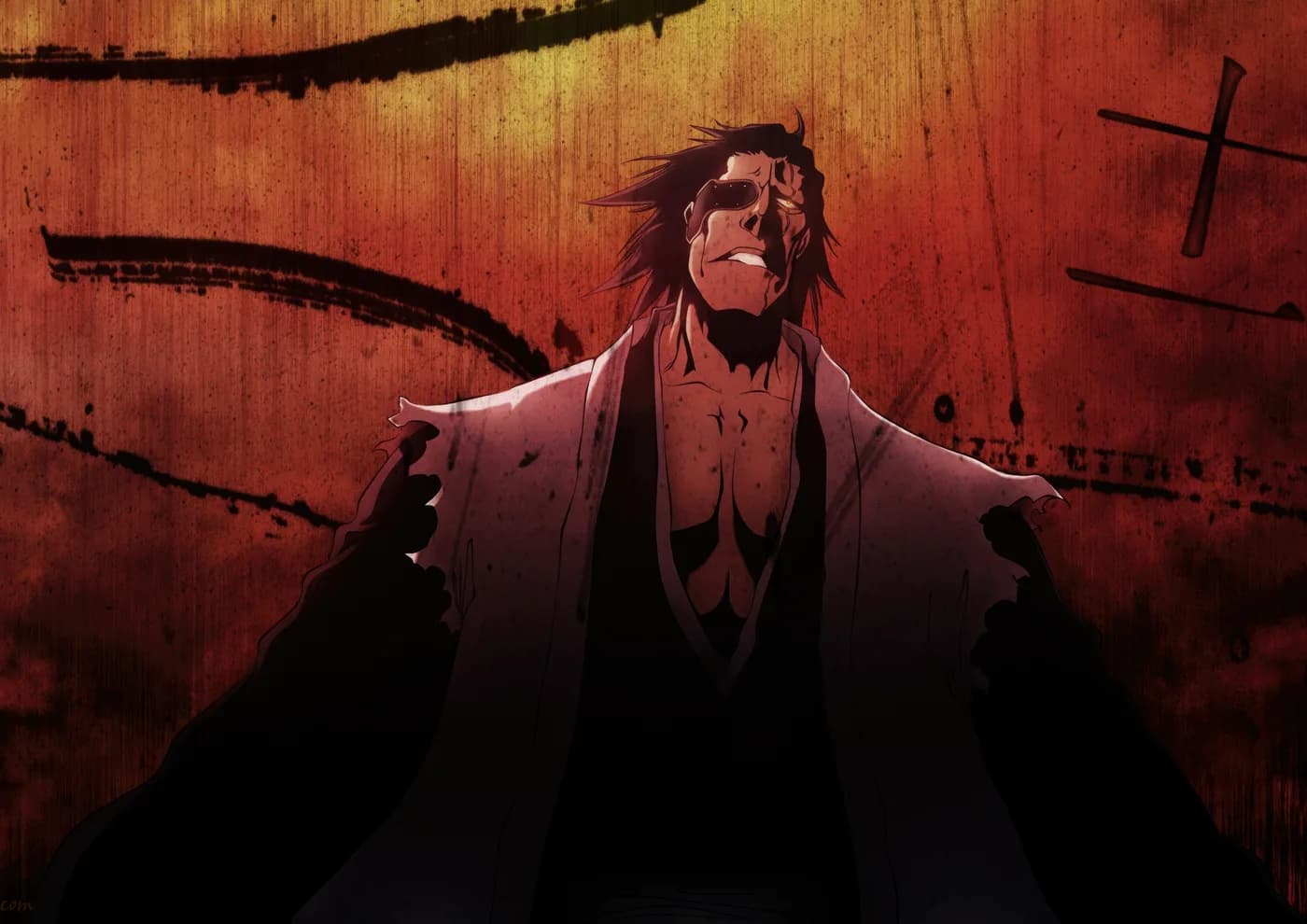 Kenpachi Zaraki Retrato Oscuro Rojo