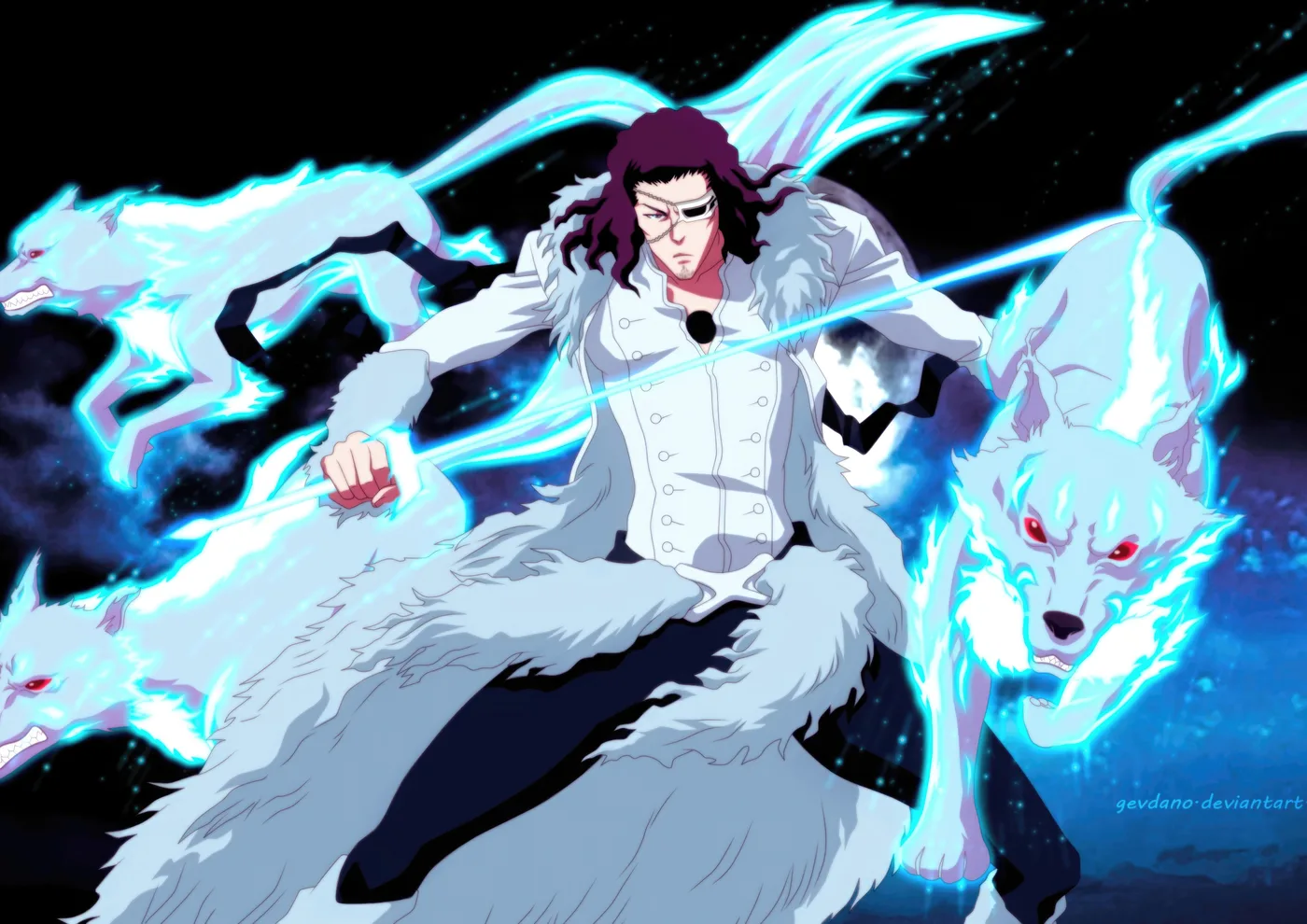 Shinigami con Lobos Espirituales de Hielo