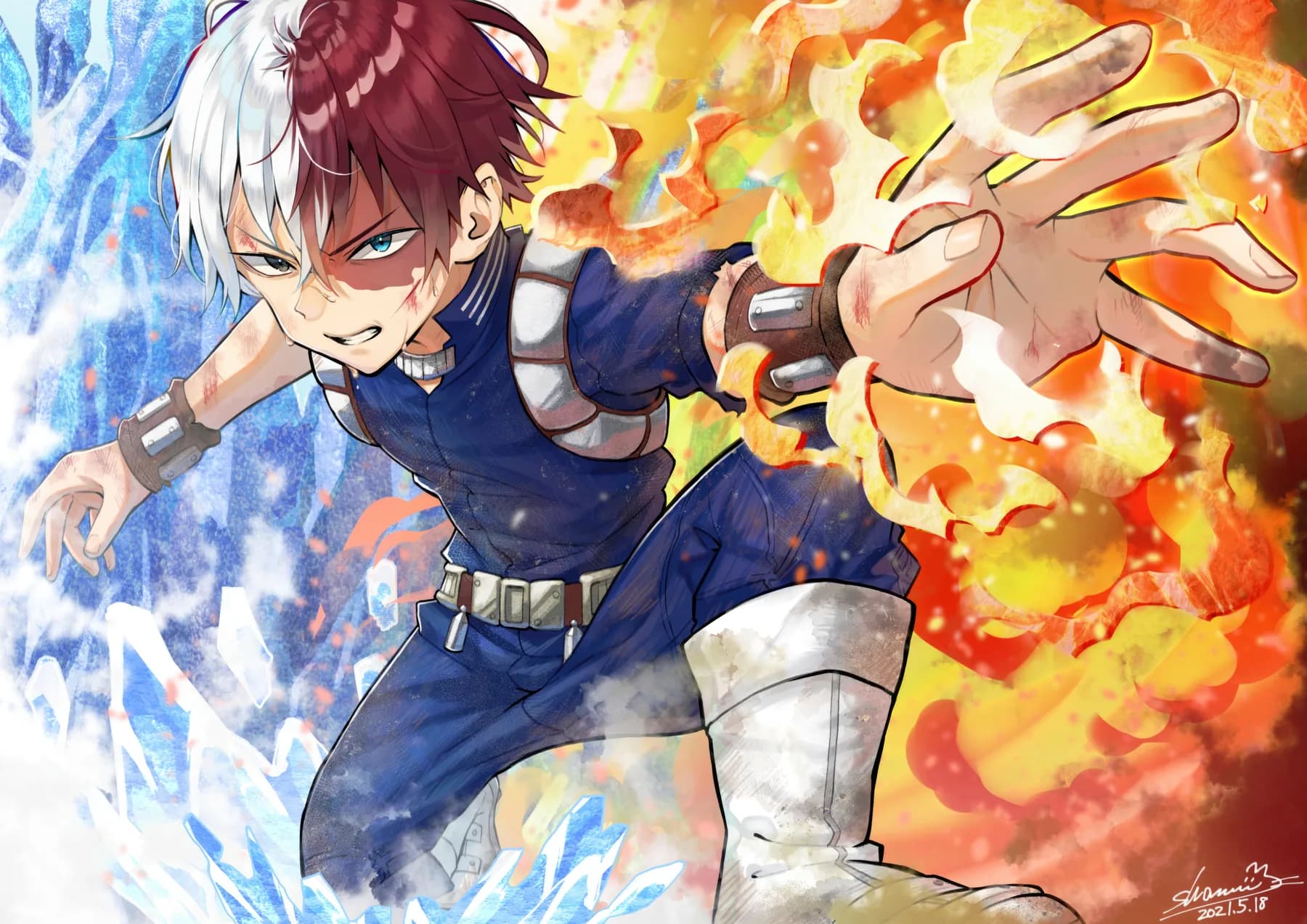 Todoroki Shoto Fuego y Hielo Activados