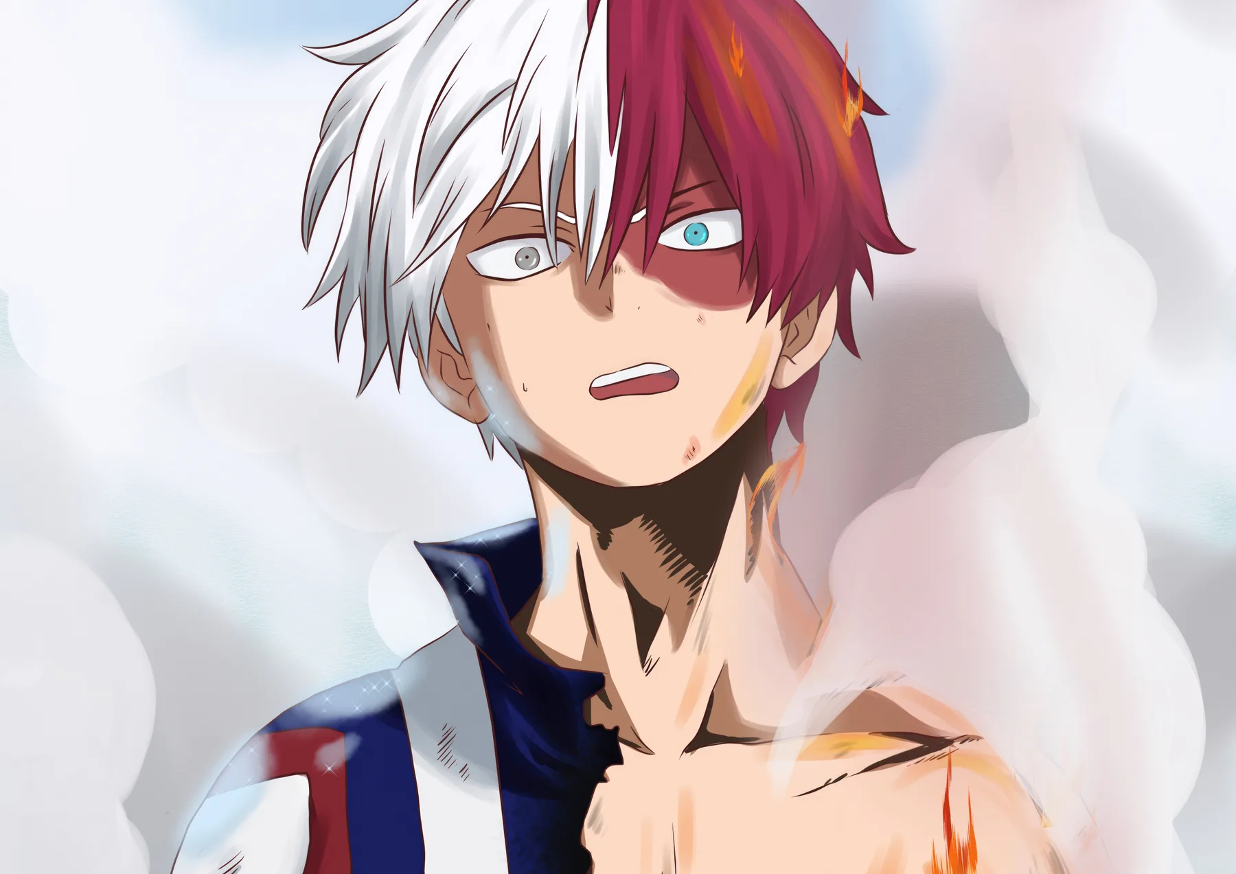 Todoroki Shoto Rostro Asustado Cicatriz