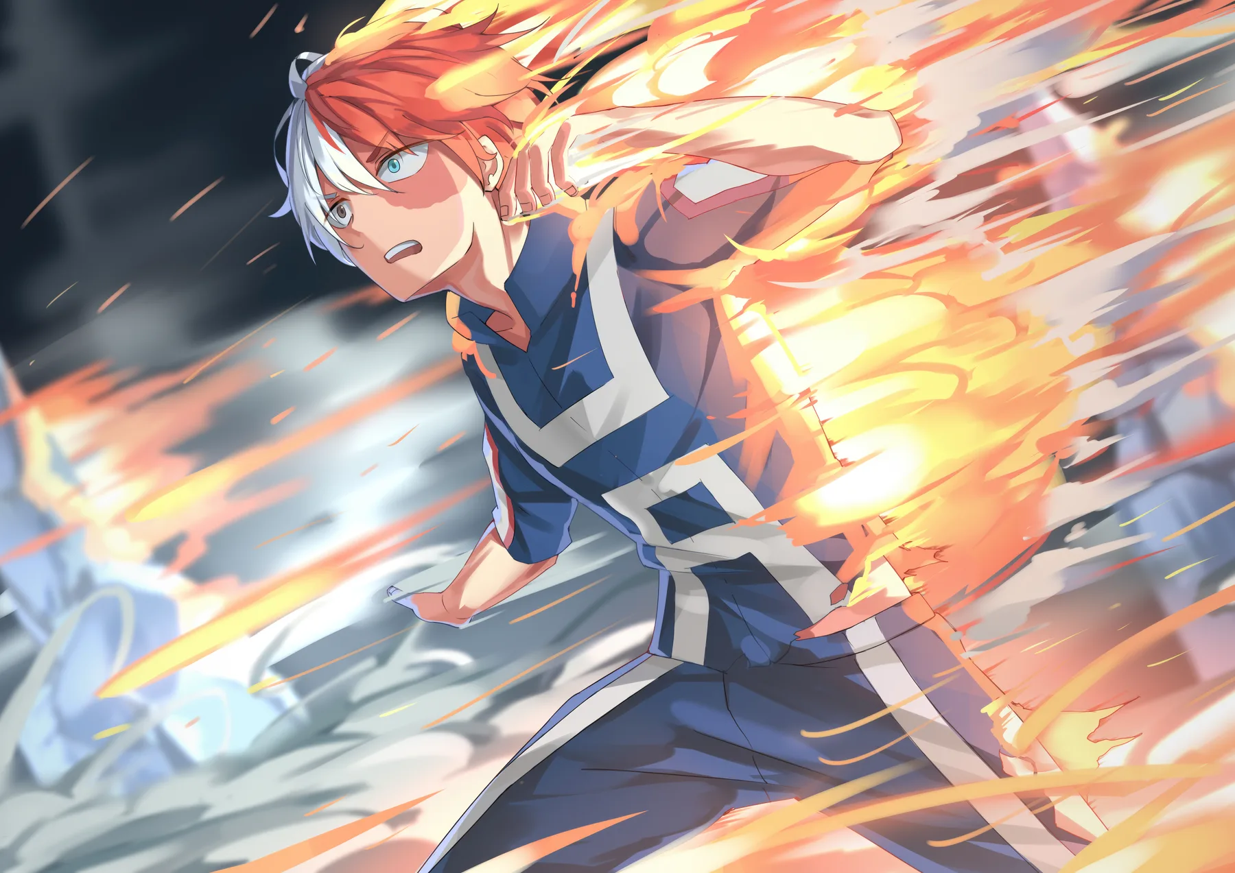 Todoroki Shoto Fuego Corriendo