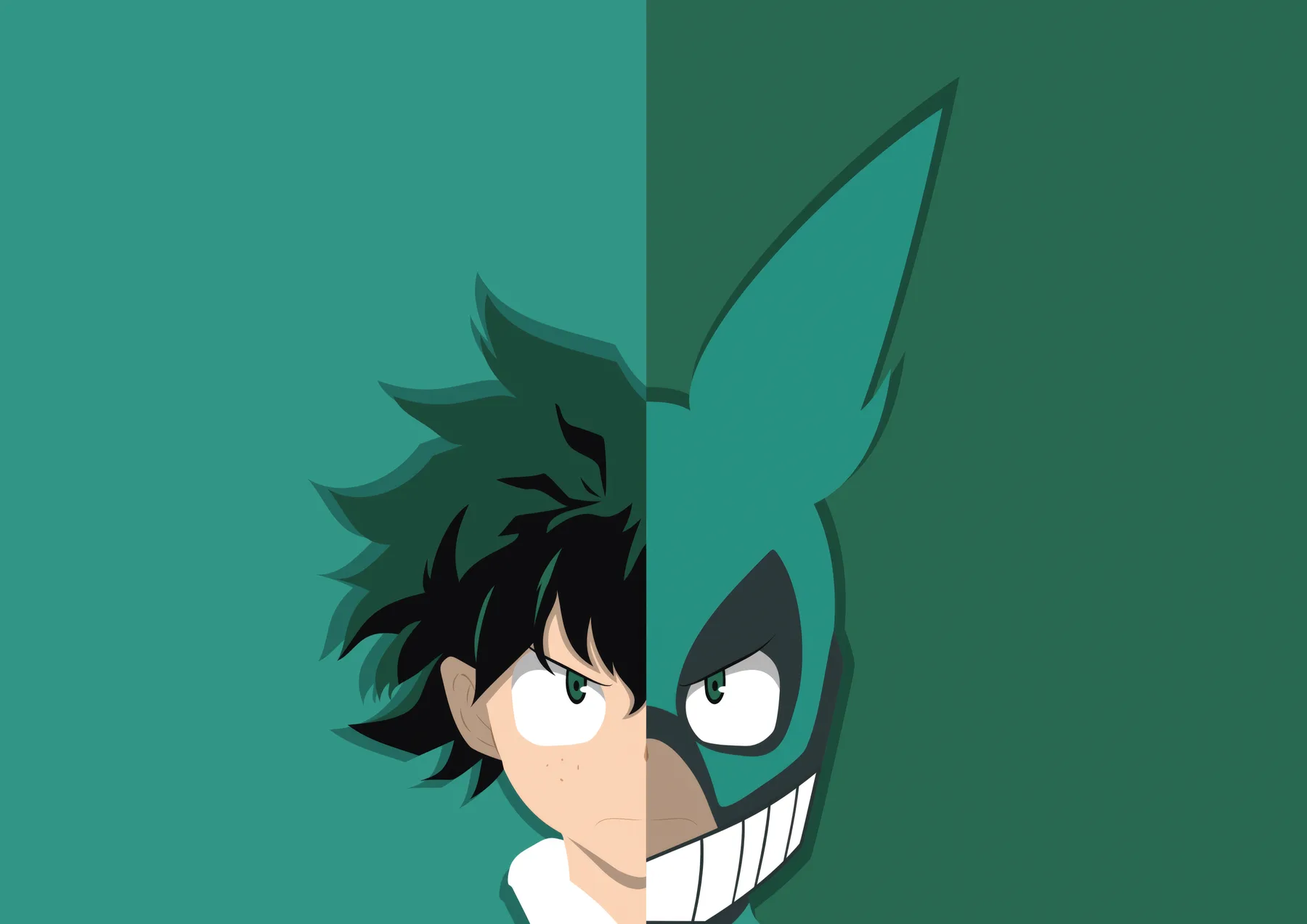 Deku Rostro Dividido Máscara de Conejo