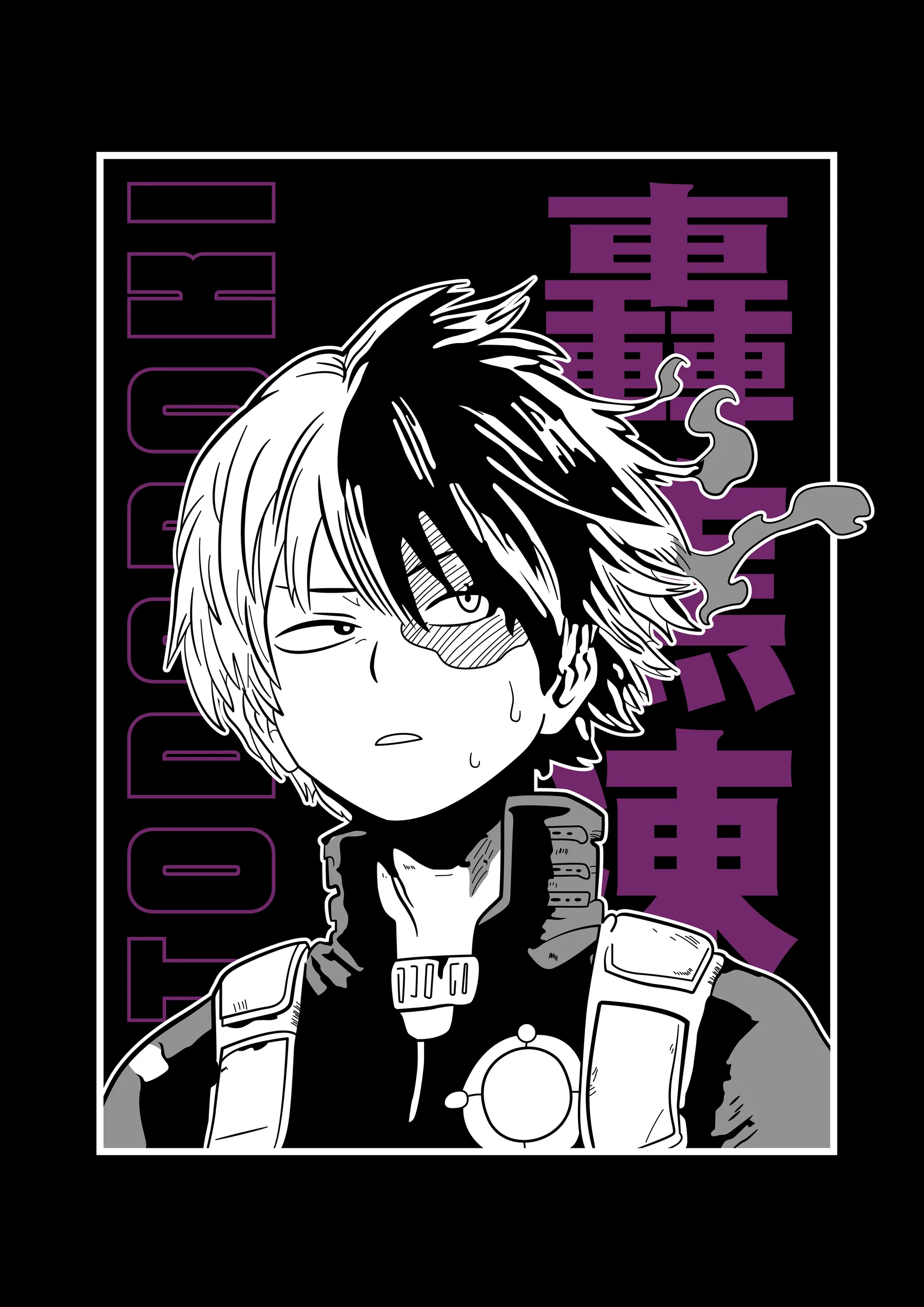 Todoroki Shoto Retrato Fuego y Hielo