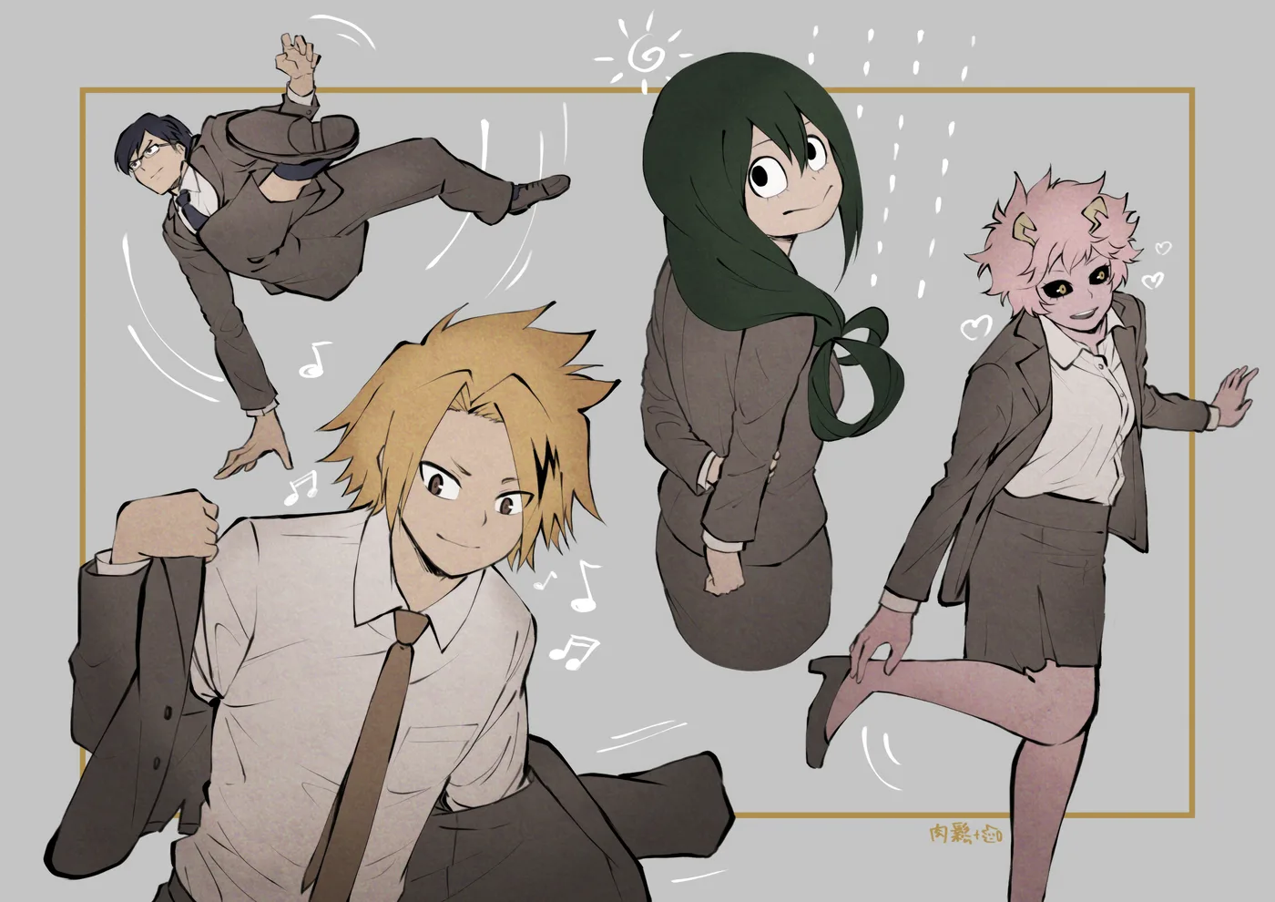 Traje Formal Iida Kaminari Tsuyu y Mina