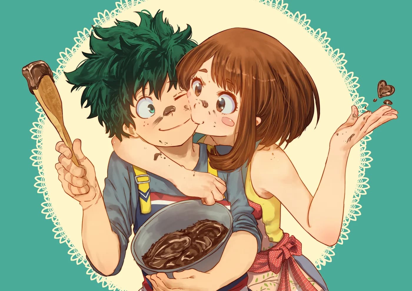 Deku y Uraraka Horneando Chocolate