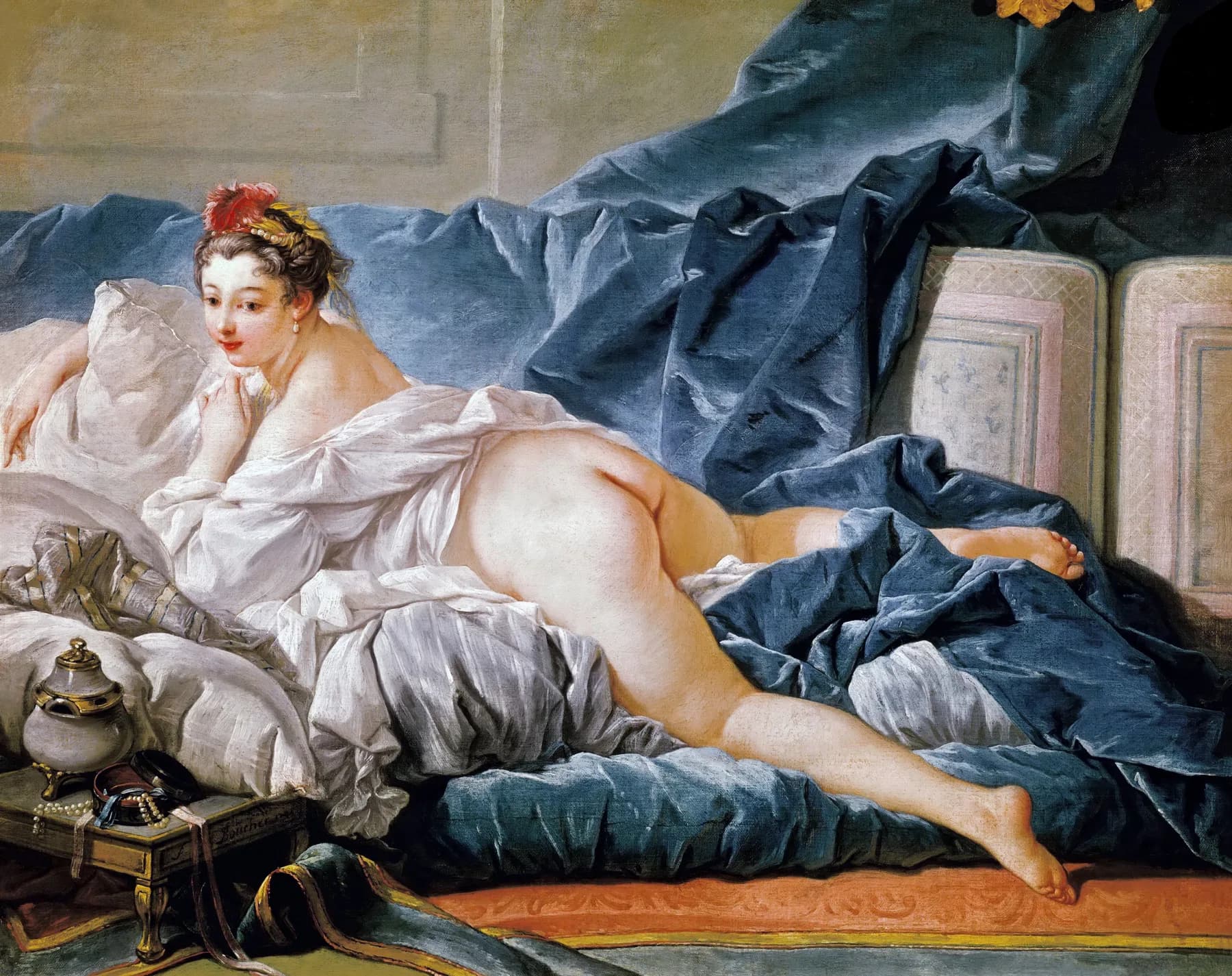 Desnudo Reclinado sobre Terciopelo Azul - Francois Boucher