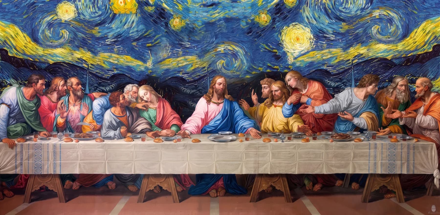Última Cena Estilo Noche Estrellada