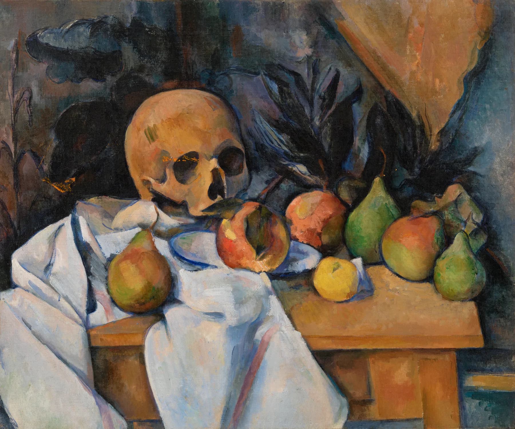 Bodegon con Calavera y Frutas - Paul Cezanne