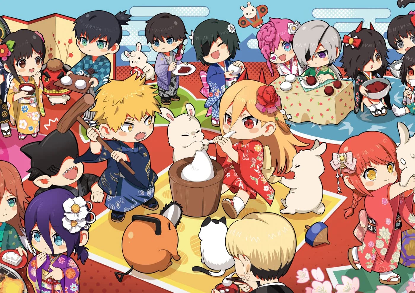 Elenco Chainsaw Man Estilo Chibi Festival