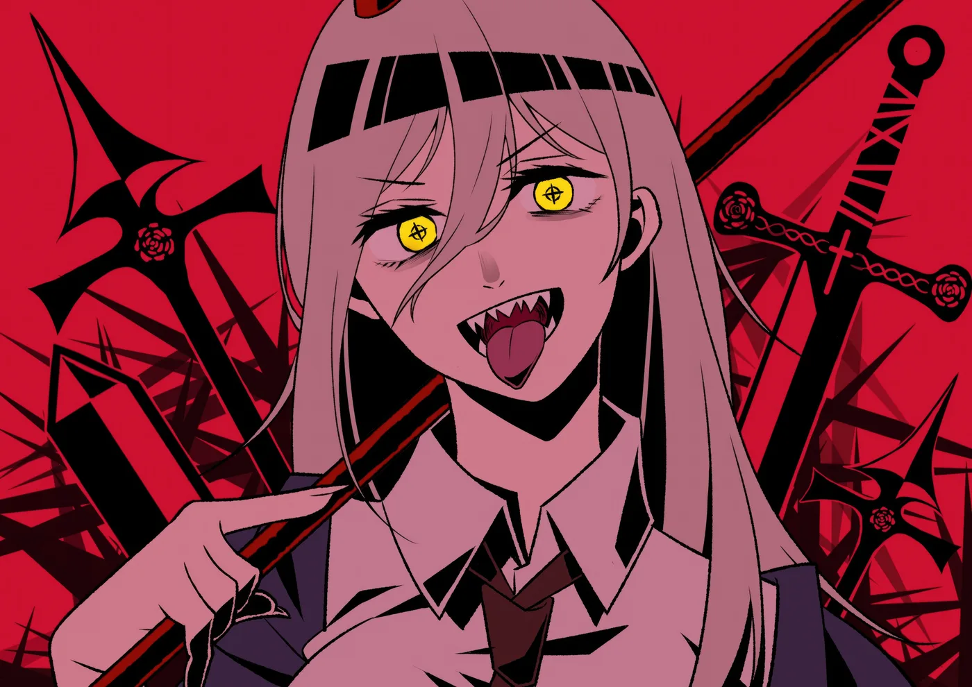 Makima Ojos de Diana con Espadas y Cadenas