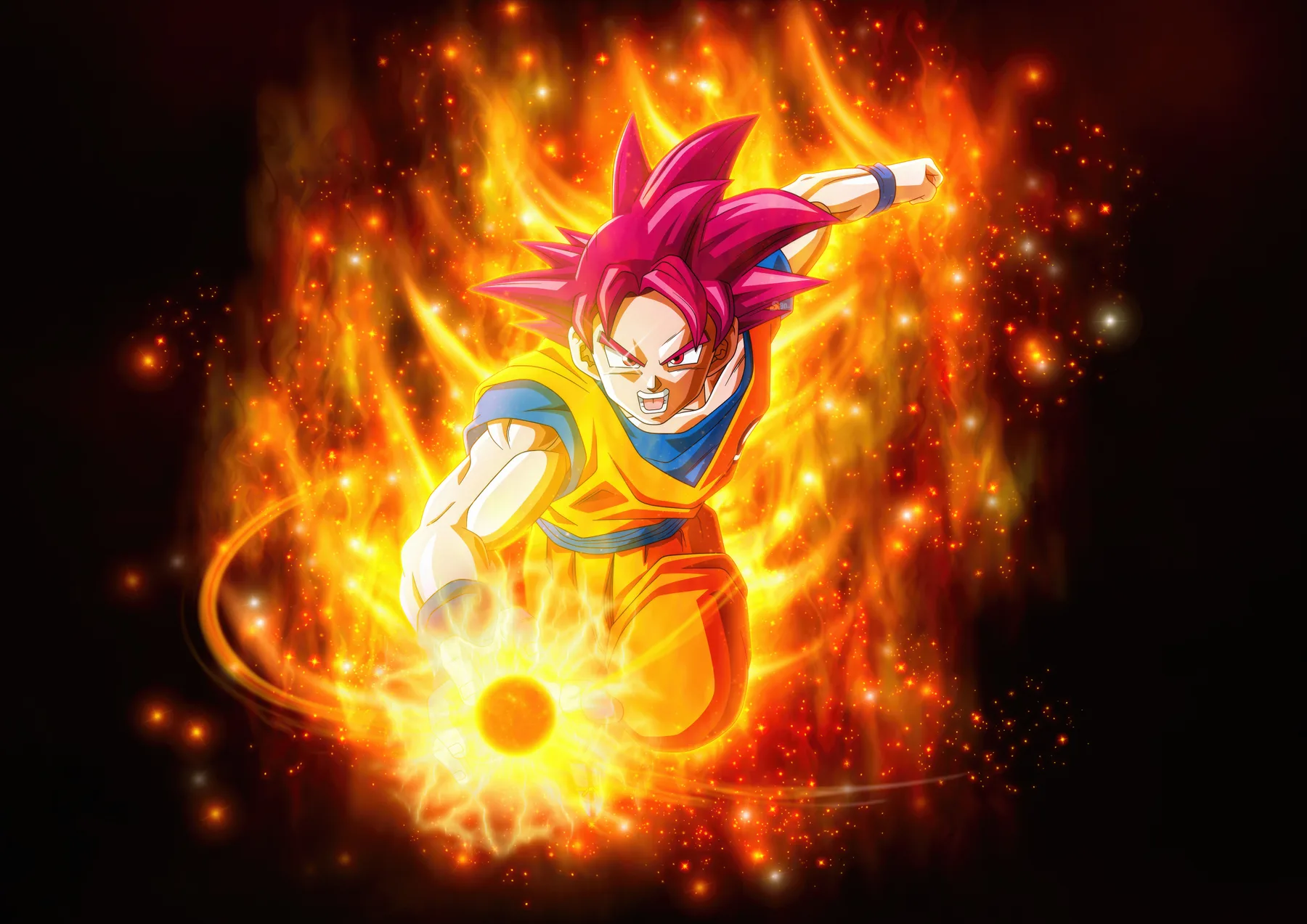 Goku Super Saiyan God Fuego