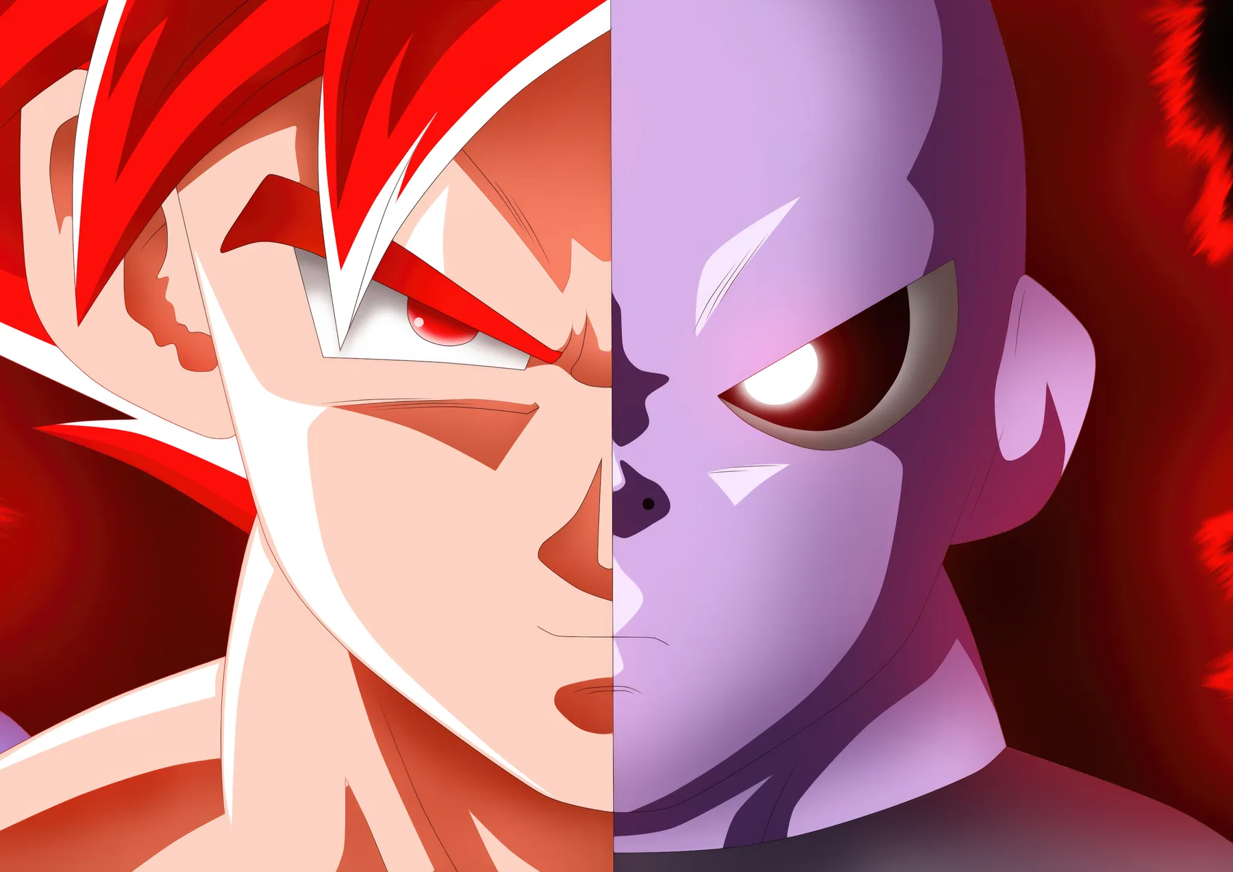 Goku Super Saiyan God vs Jiren Dividido
