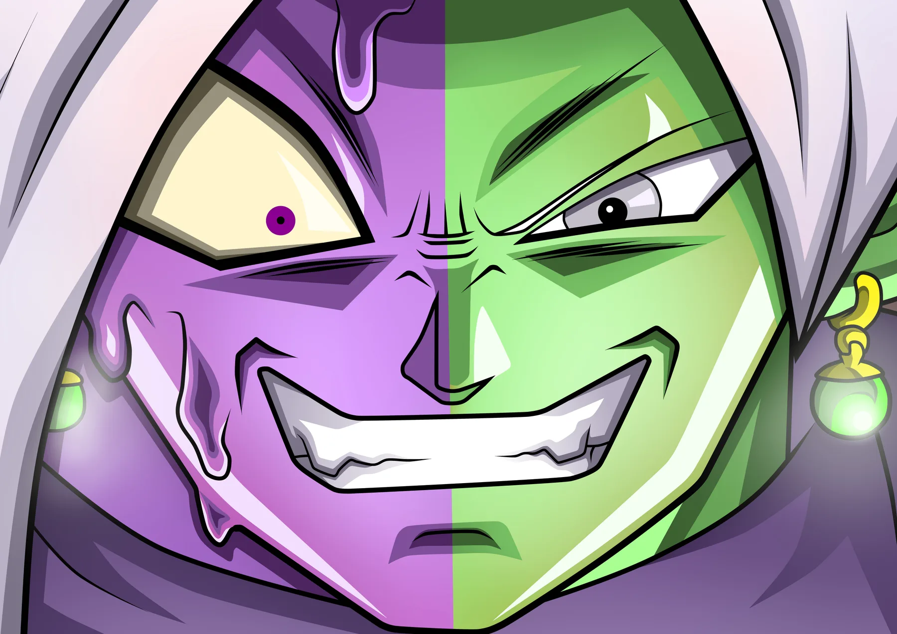 Piccolo Rostro Dividido Sonrisa Malvada
