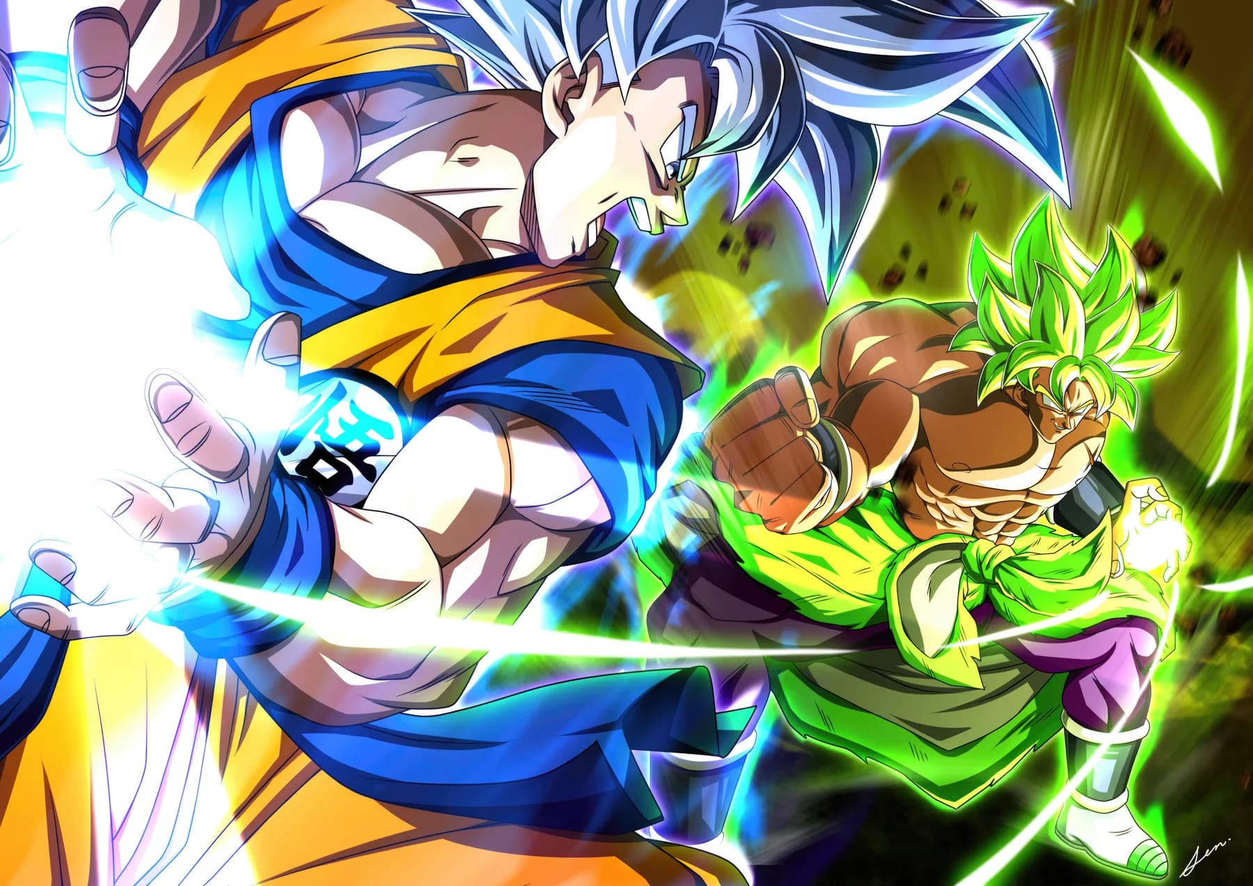 Goku Ultra Instinto vs Broly Batalla