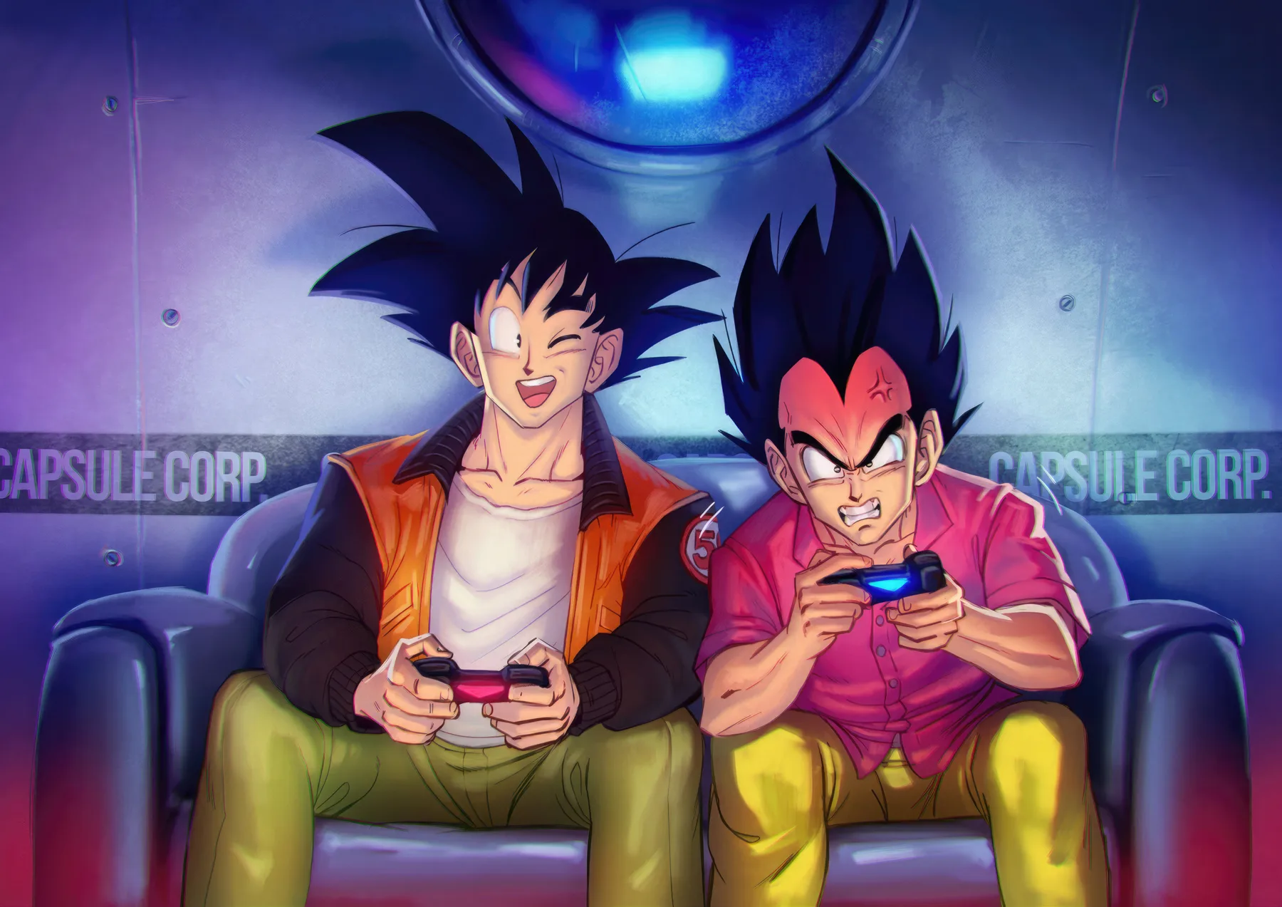 Goku y Vegeta Jugando Videojuegos