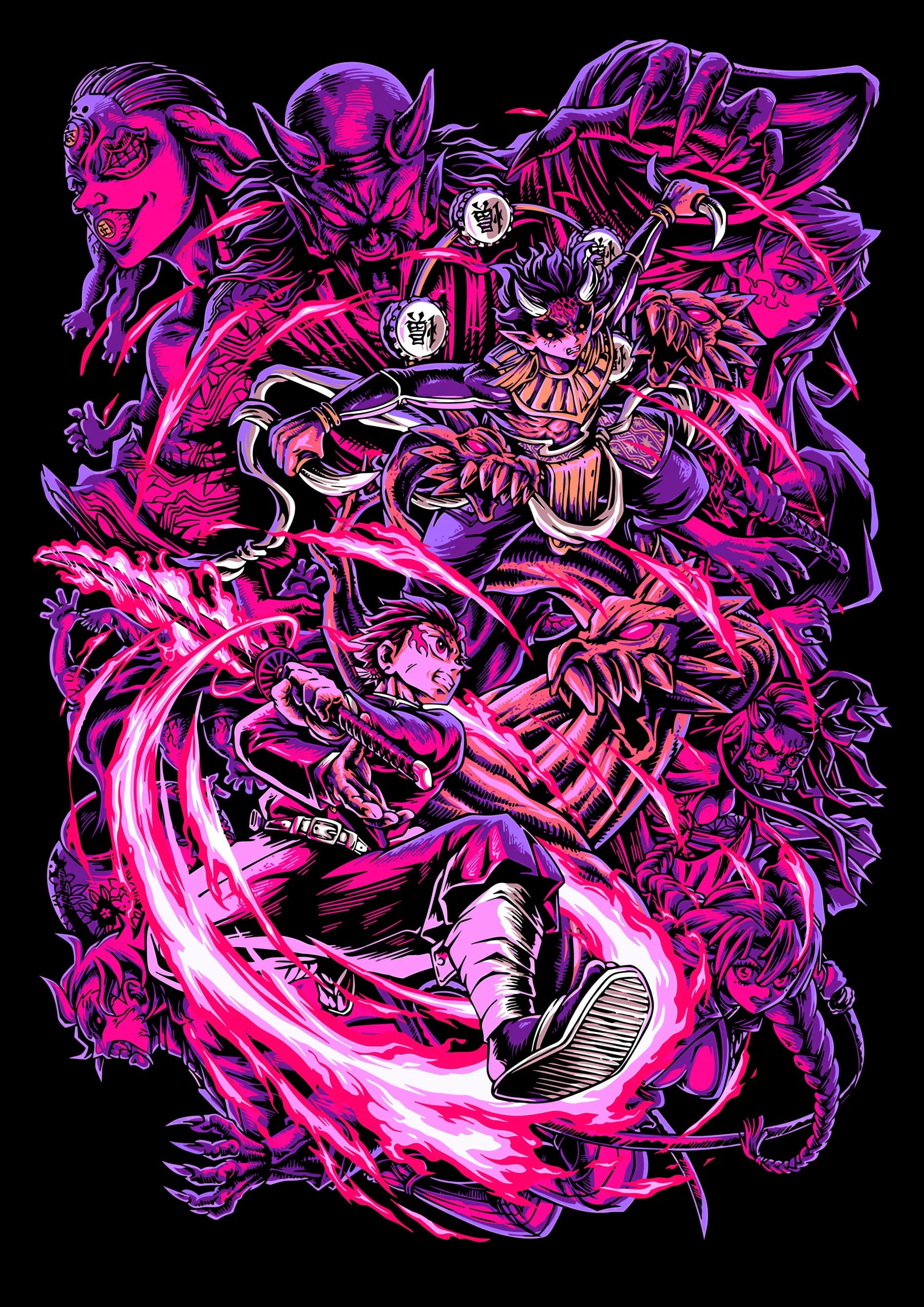 Demon Slayer Demonios Luna Superior Collage