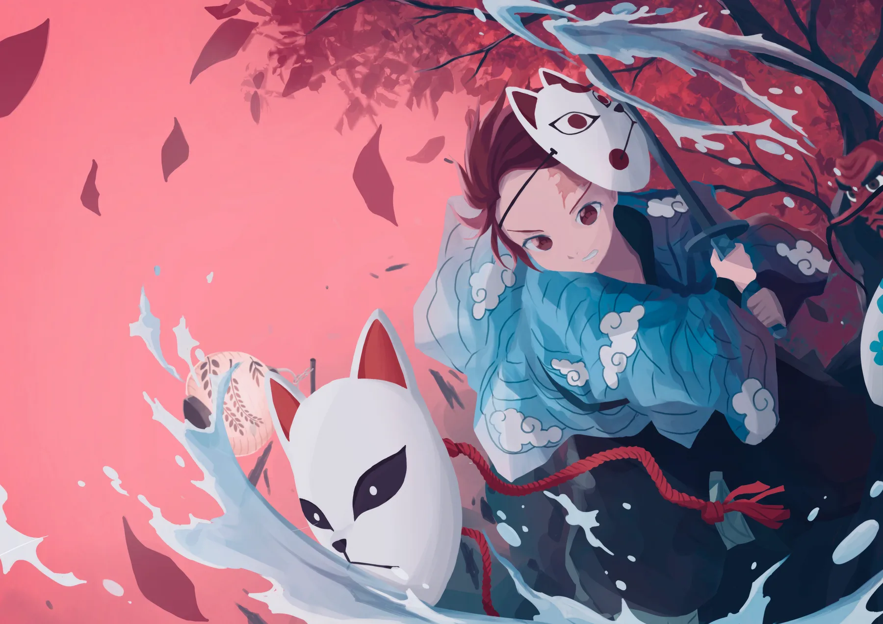 Nezuko Kamado Máscara de Zorro Sakura