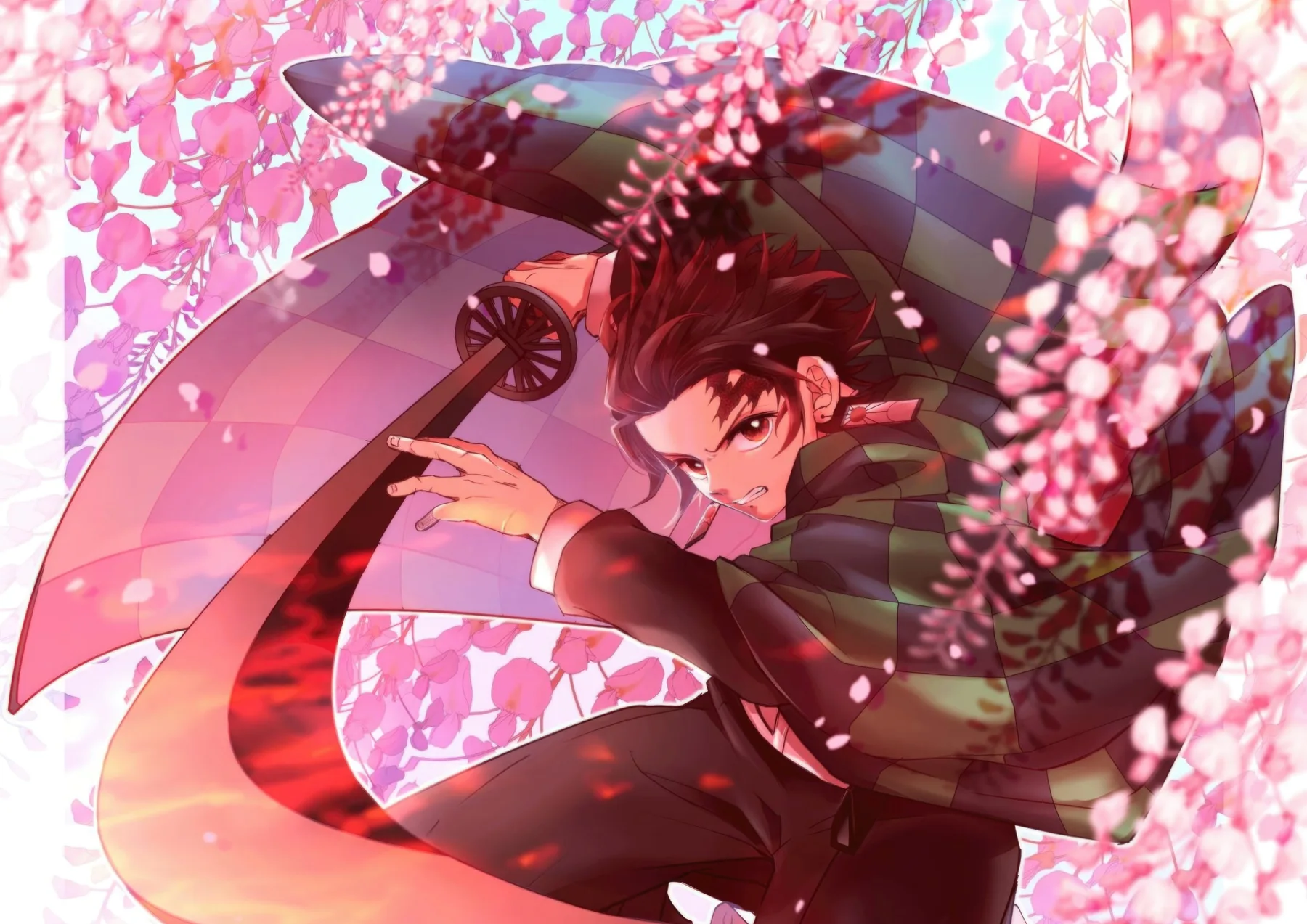 Tanjiro Kamado Bajo Flores de Glicina