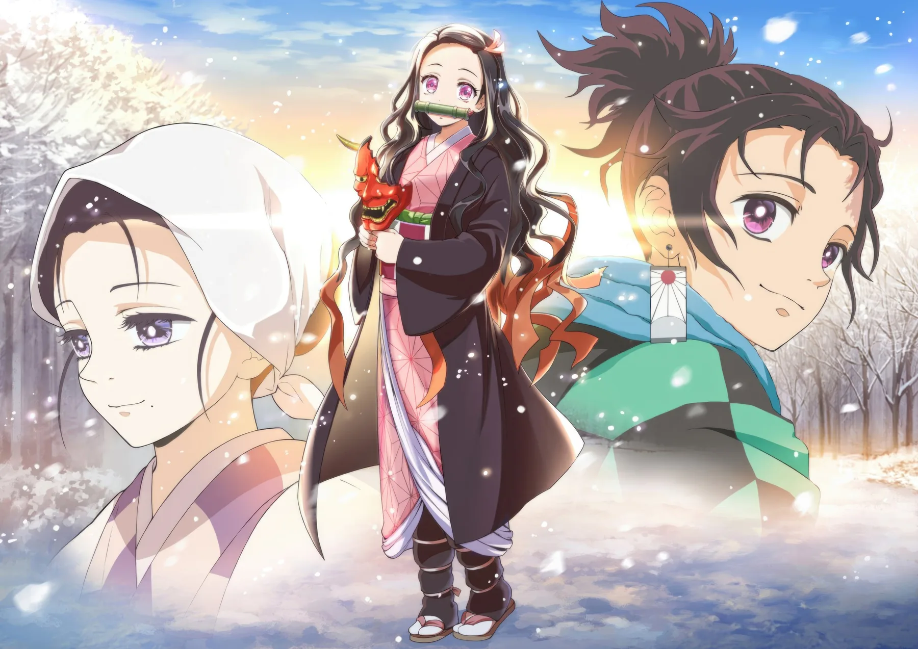 Nezuko Tanjiro y Shinobu Invierno