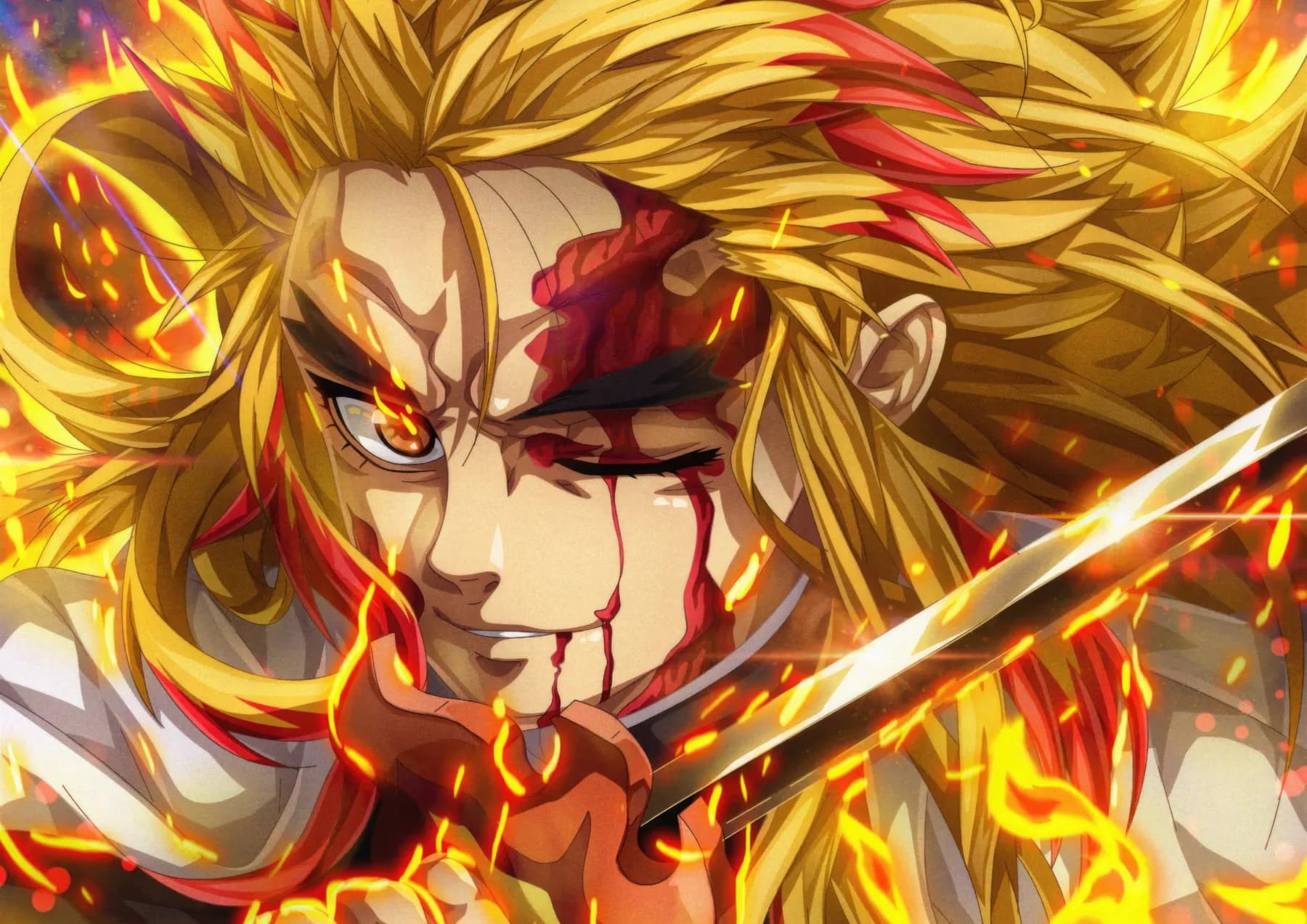 Kyojuro Rengoku Rostro Herido Batalla