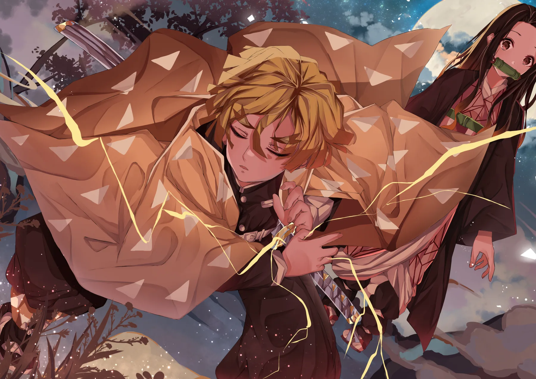 Zenitsu Agatsuma Dormido y Nezuko