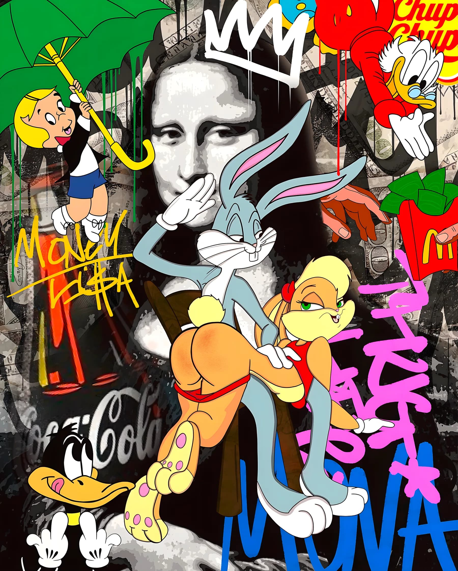 Mona Lisa y Bugs Bunny Street Art