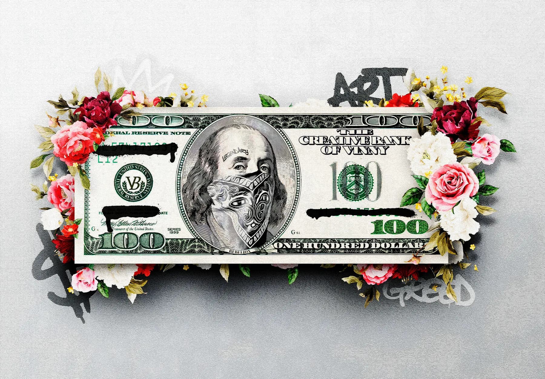 Billete de 100 con Flores y Bandana
