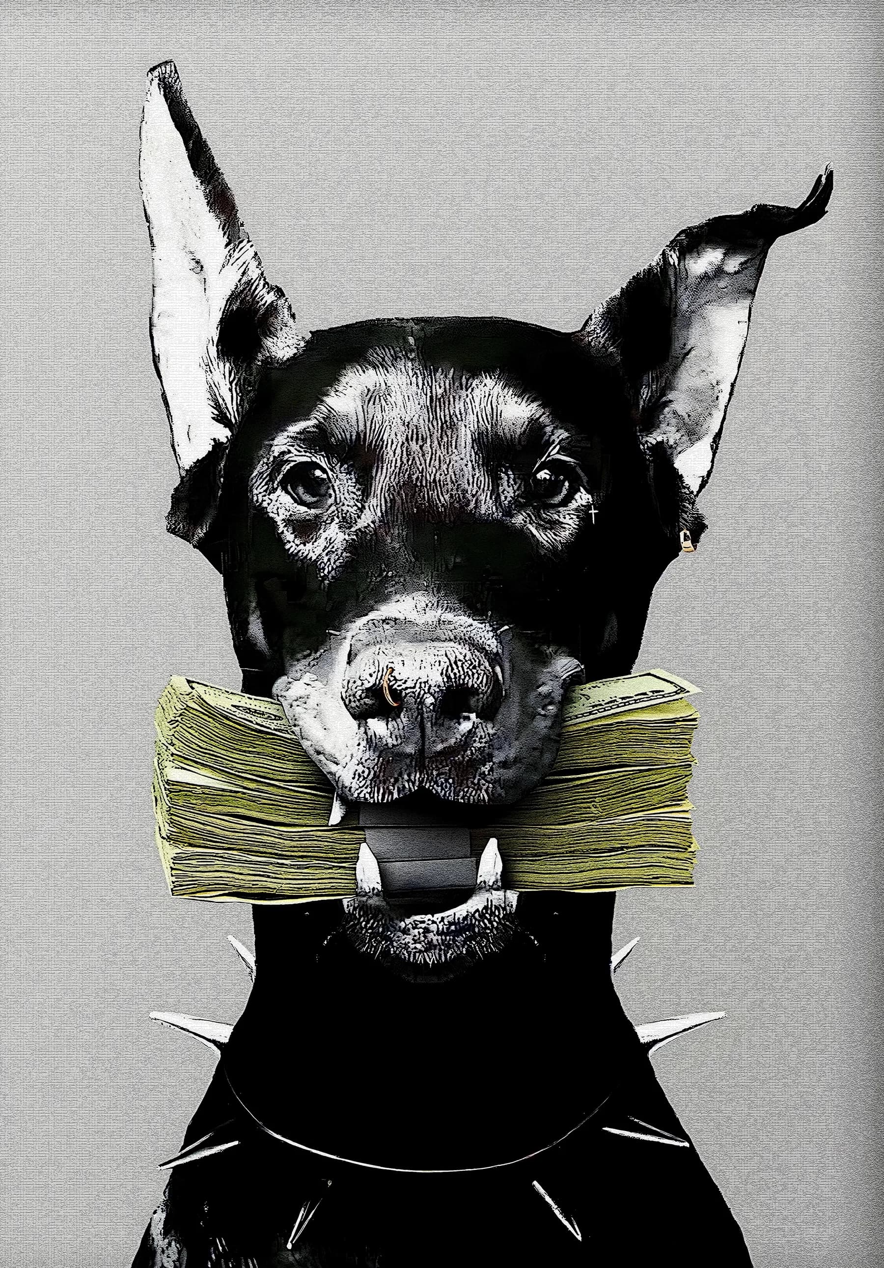 Doberman con Fajo de Billetes