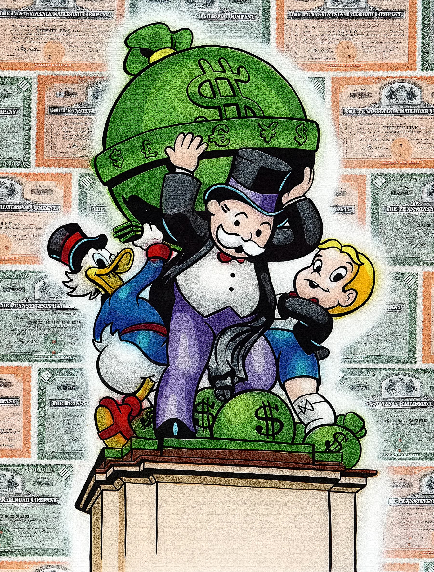 Trío del Dinero con el Globo Terráqueo