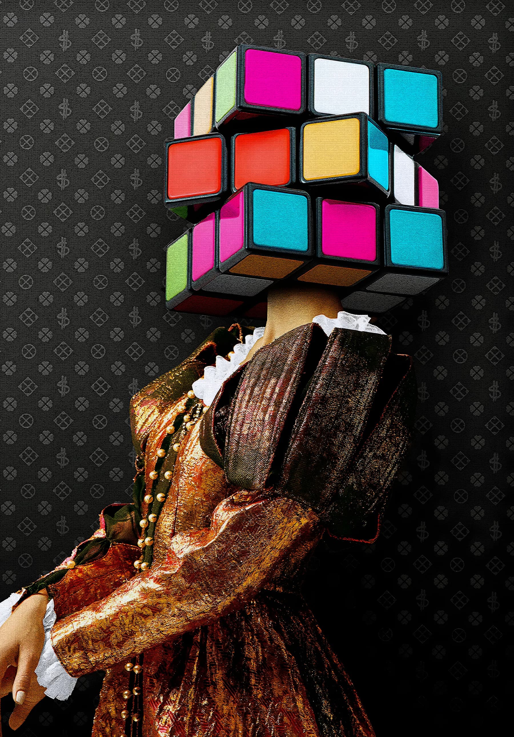 Retrato Renacentista Cabeza Cubo Rubik