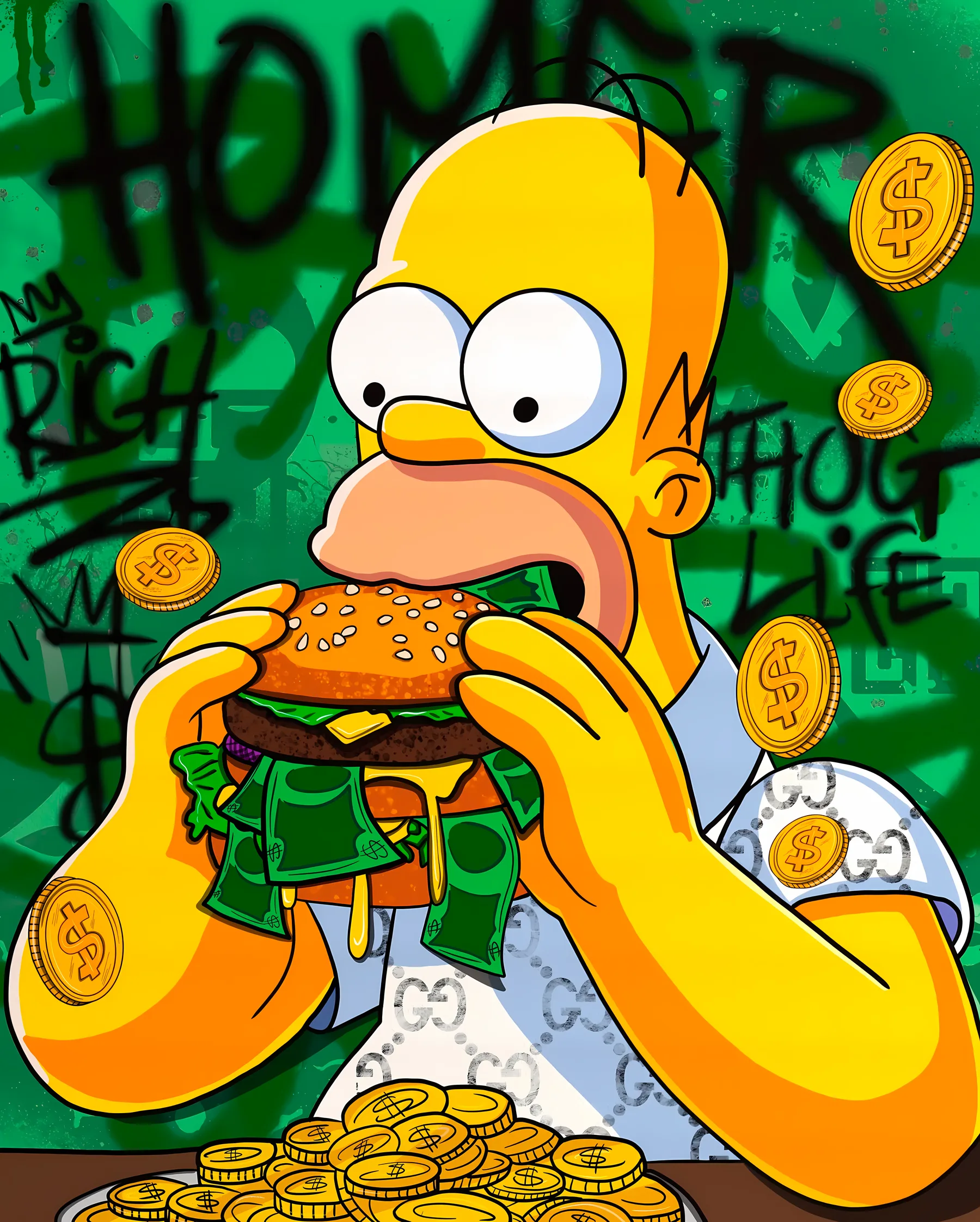 Homer Simpson Hamburguesa de Dinero