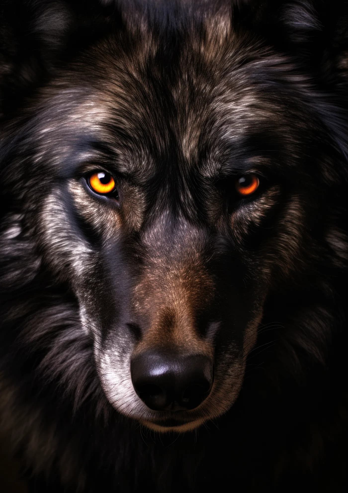 Lobo Oscuro Ojos Naranjas