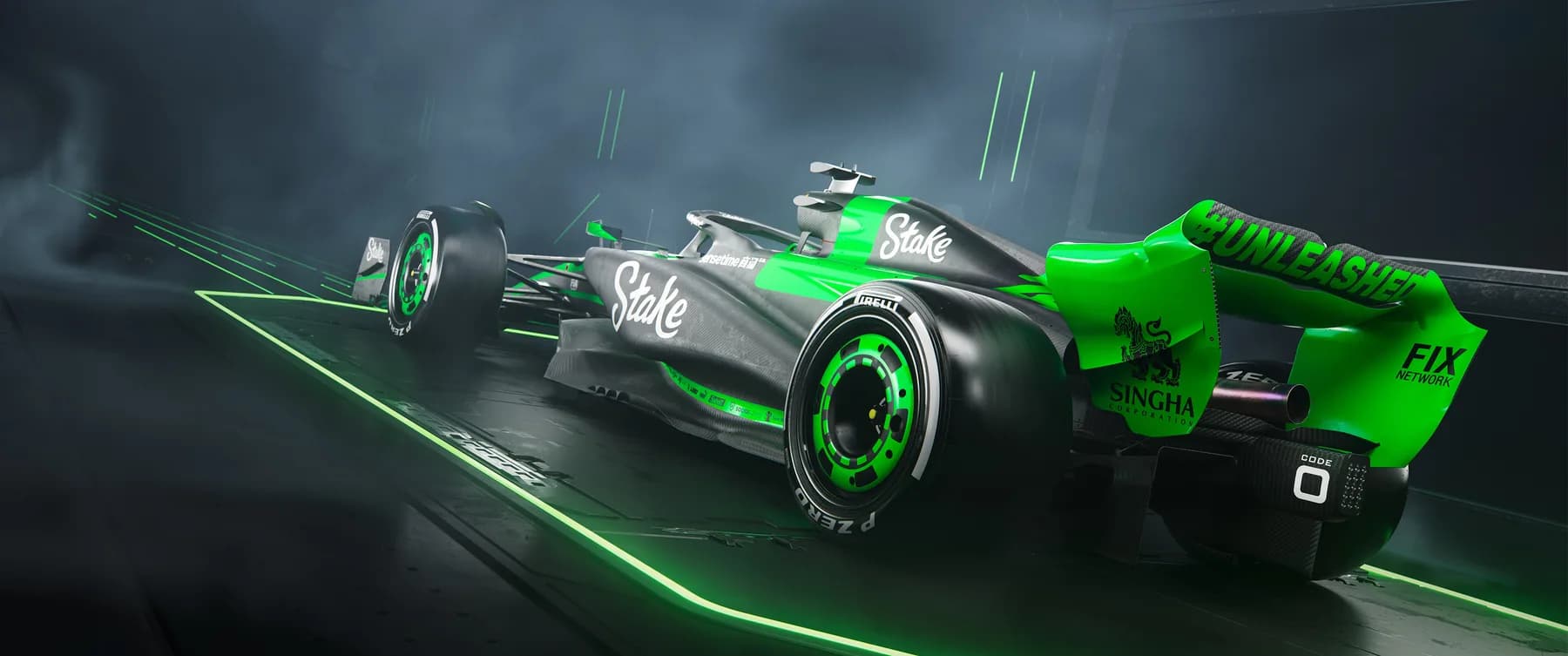 Kick Sauber F1 Neón Trasera