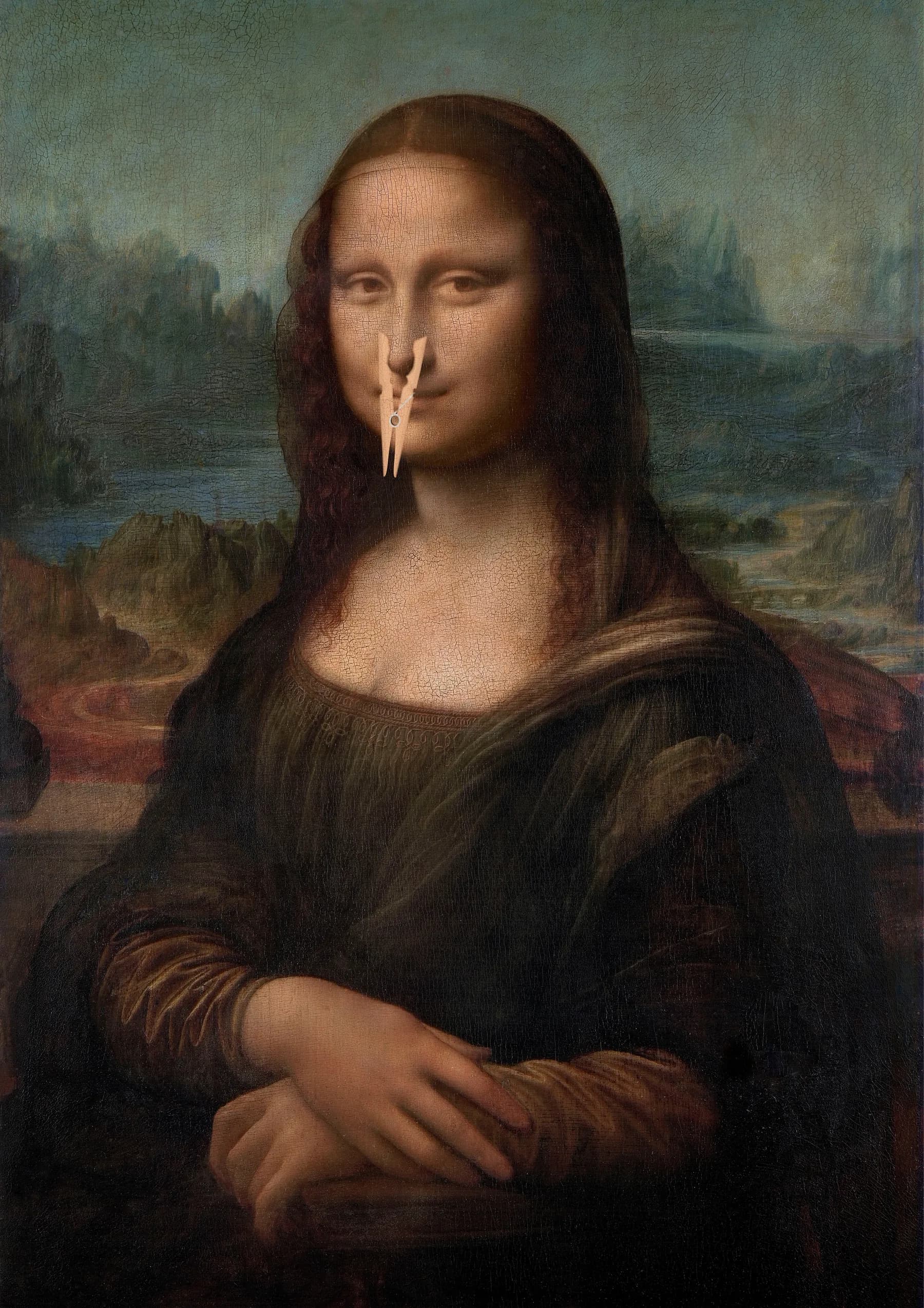 Mona Lisa con Pinza en la Nariz
