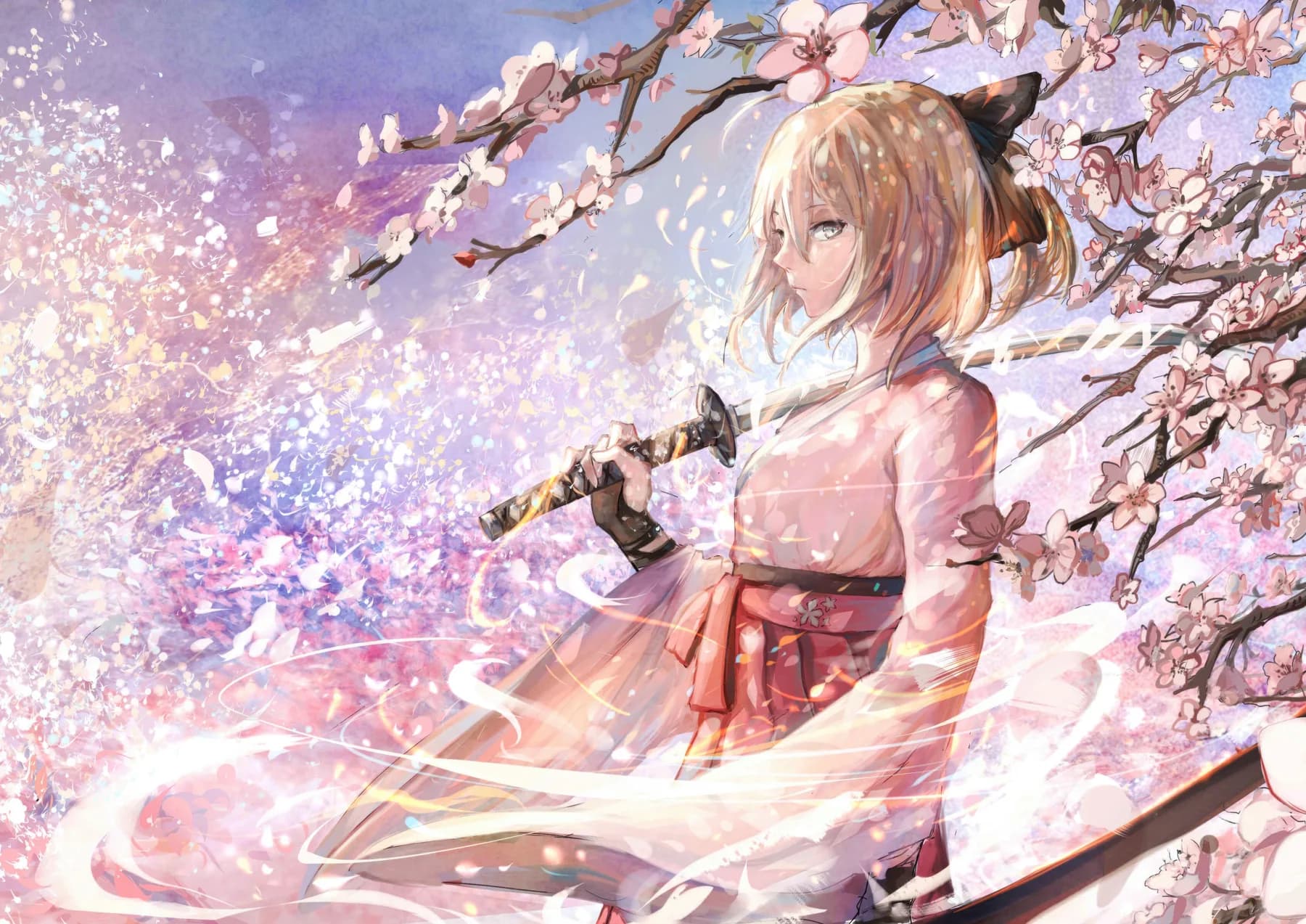 Fate Grand Order Saber Katana entre Sakura