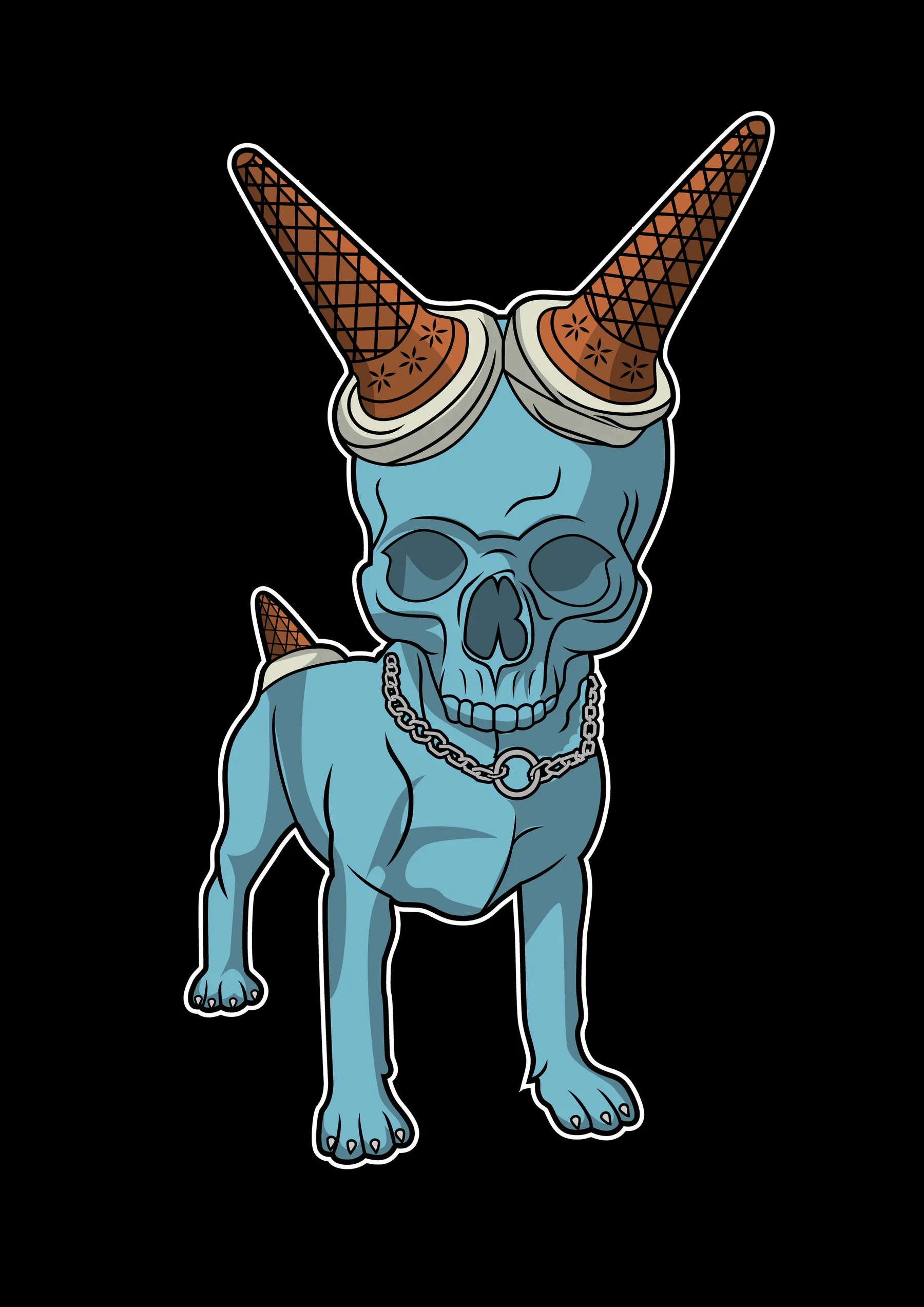 Perro Azul con Cuernos de Helado