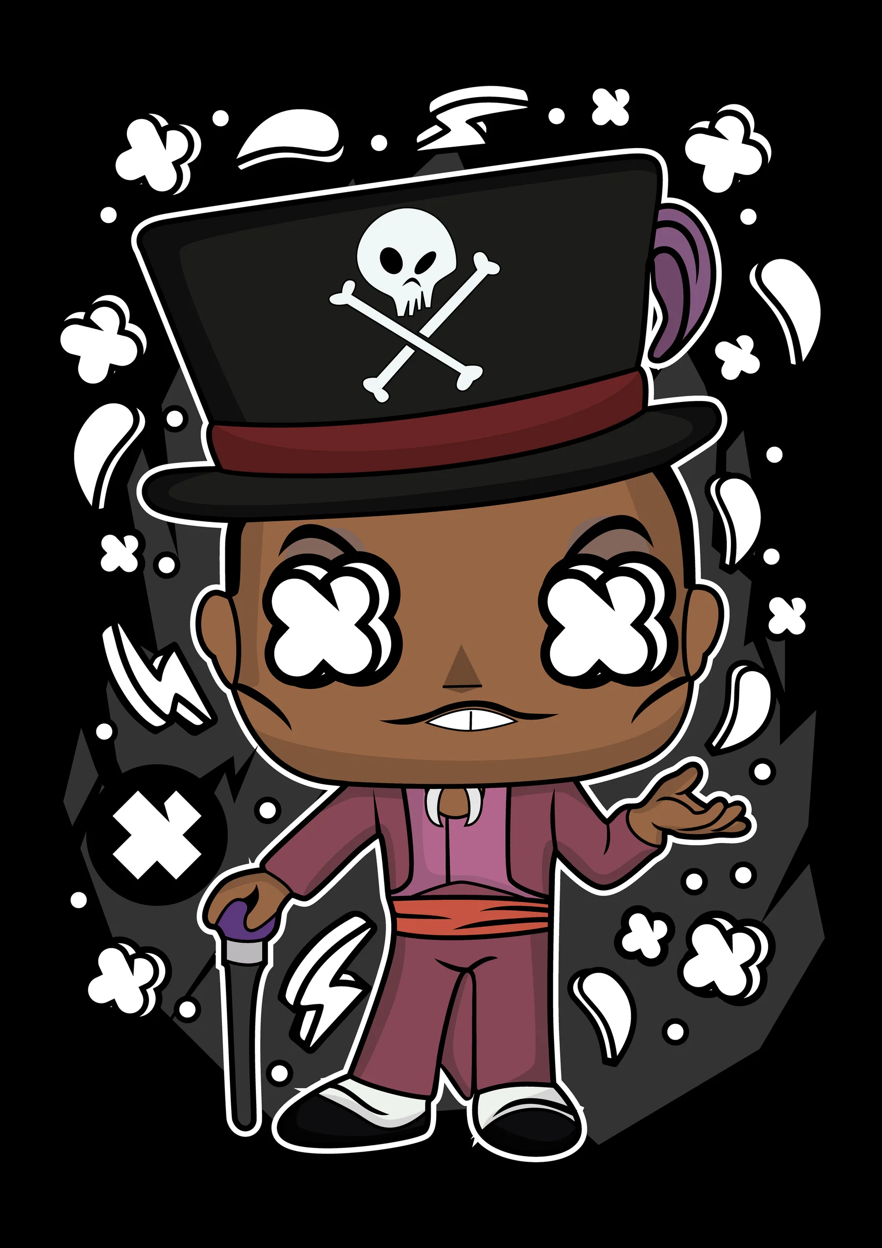 Personaje con Sombrero de Copa y Craneo