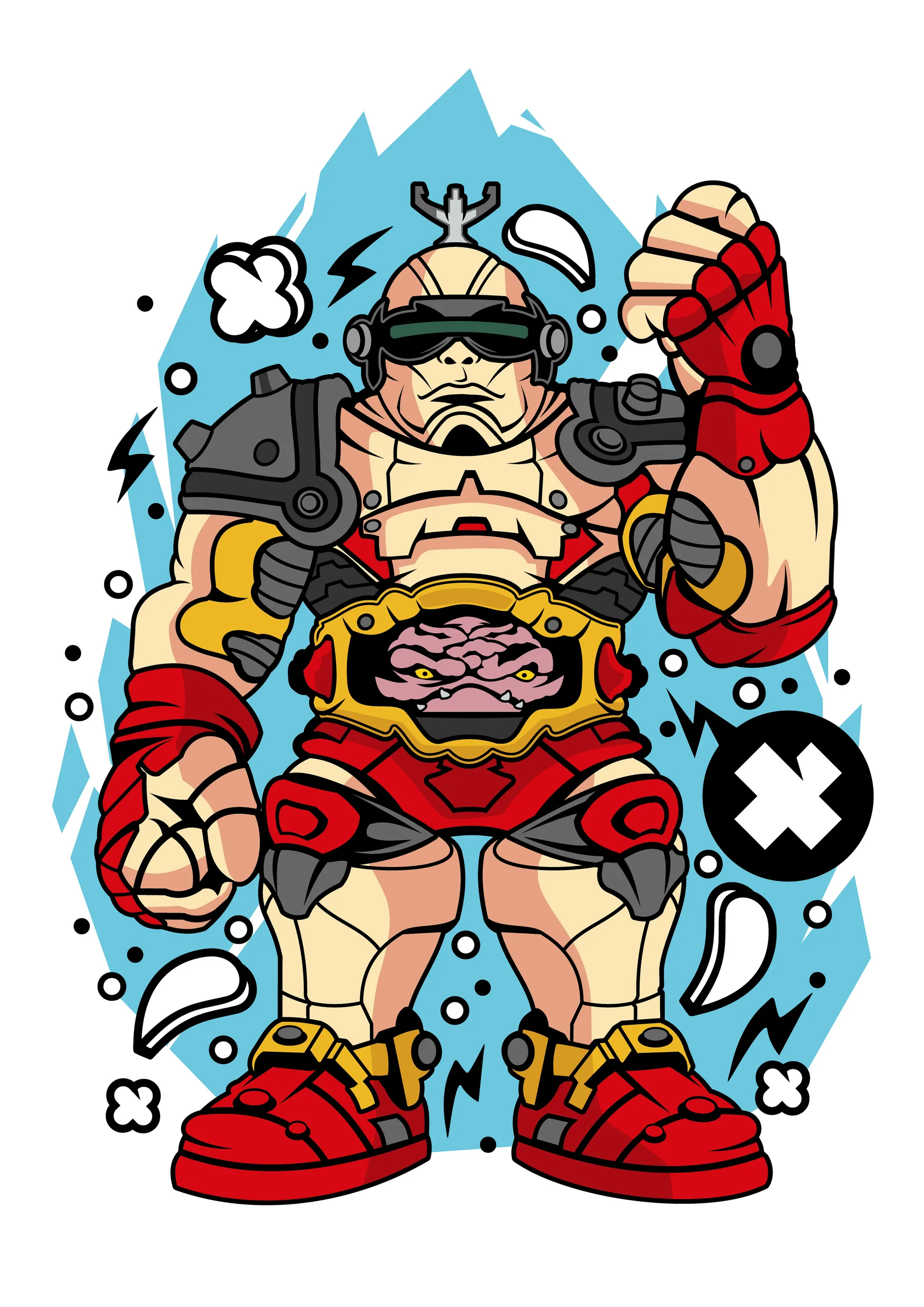 Personaje Musculoso con Traje Rojo