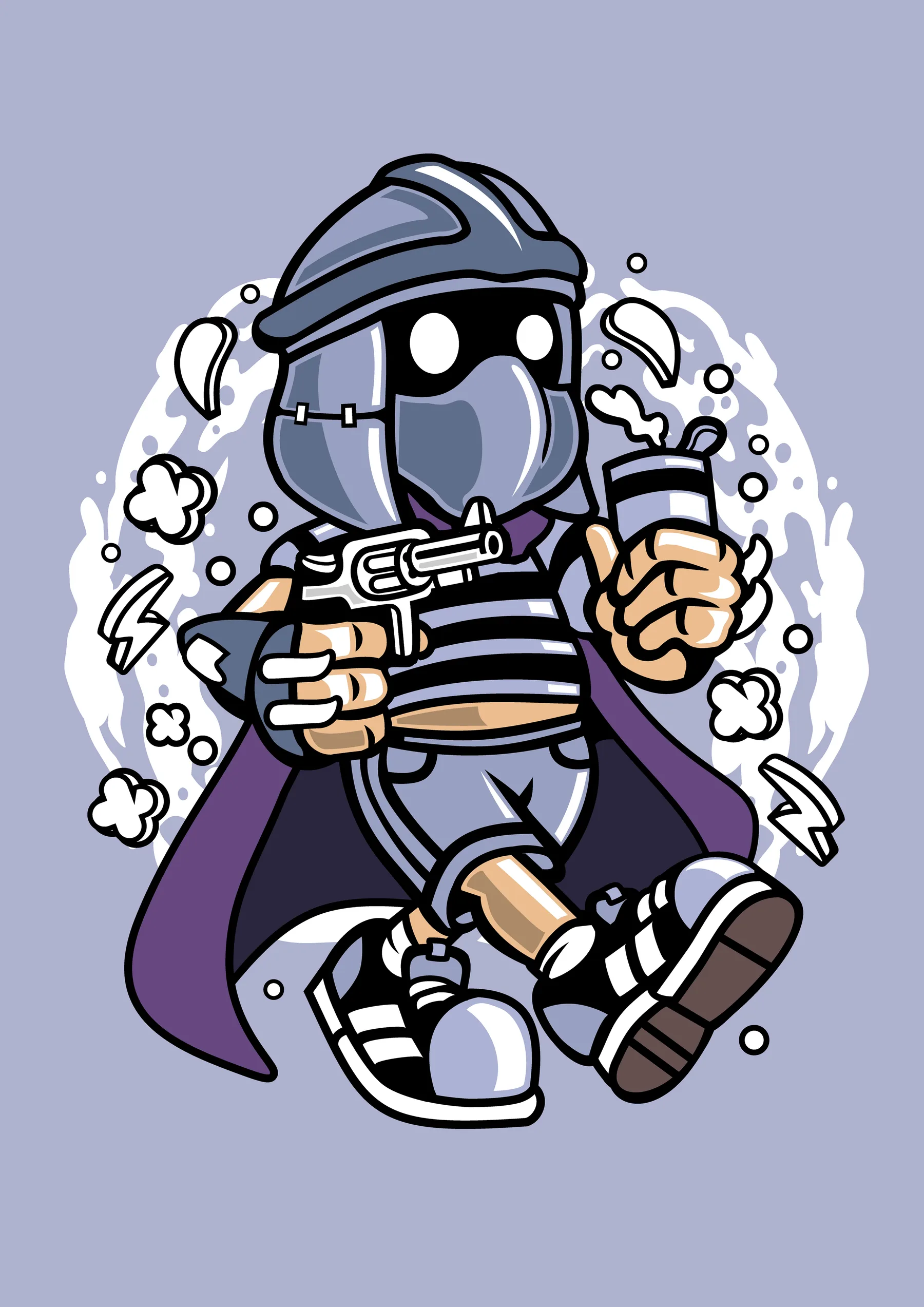 Robot Gris con Capa Estilo Segador