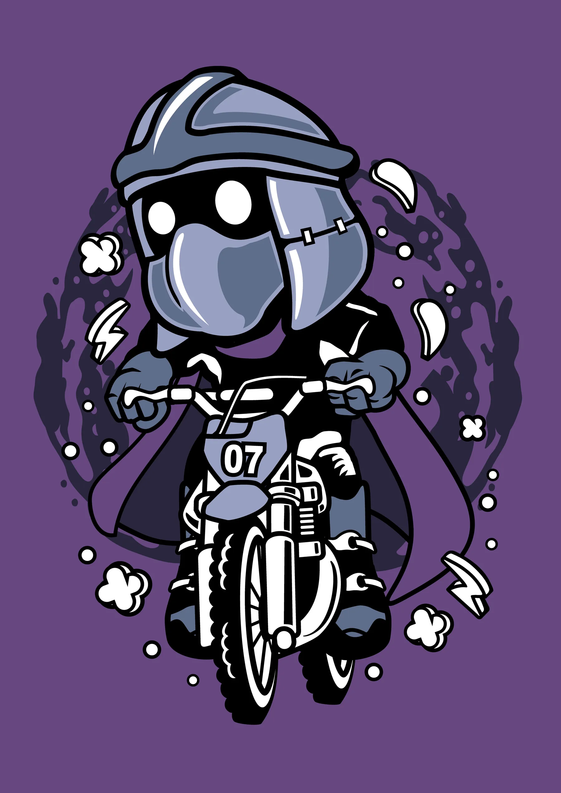 Robot Gris en Motocicleta