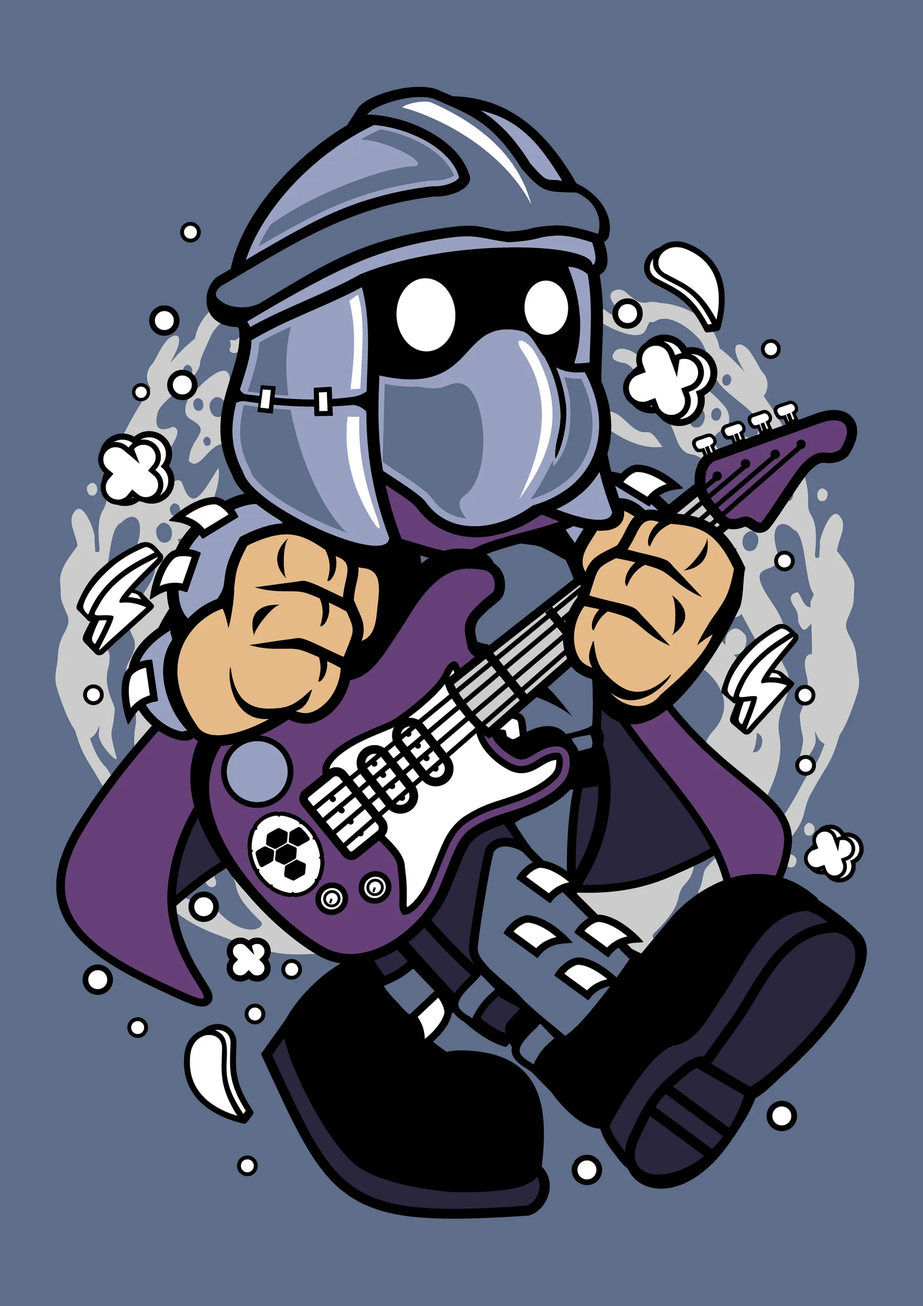 Robot Gris con Guitarra Electrica