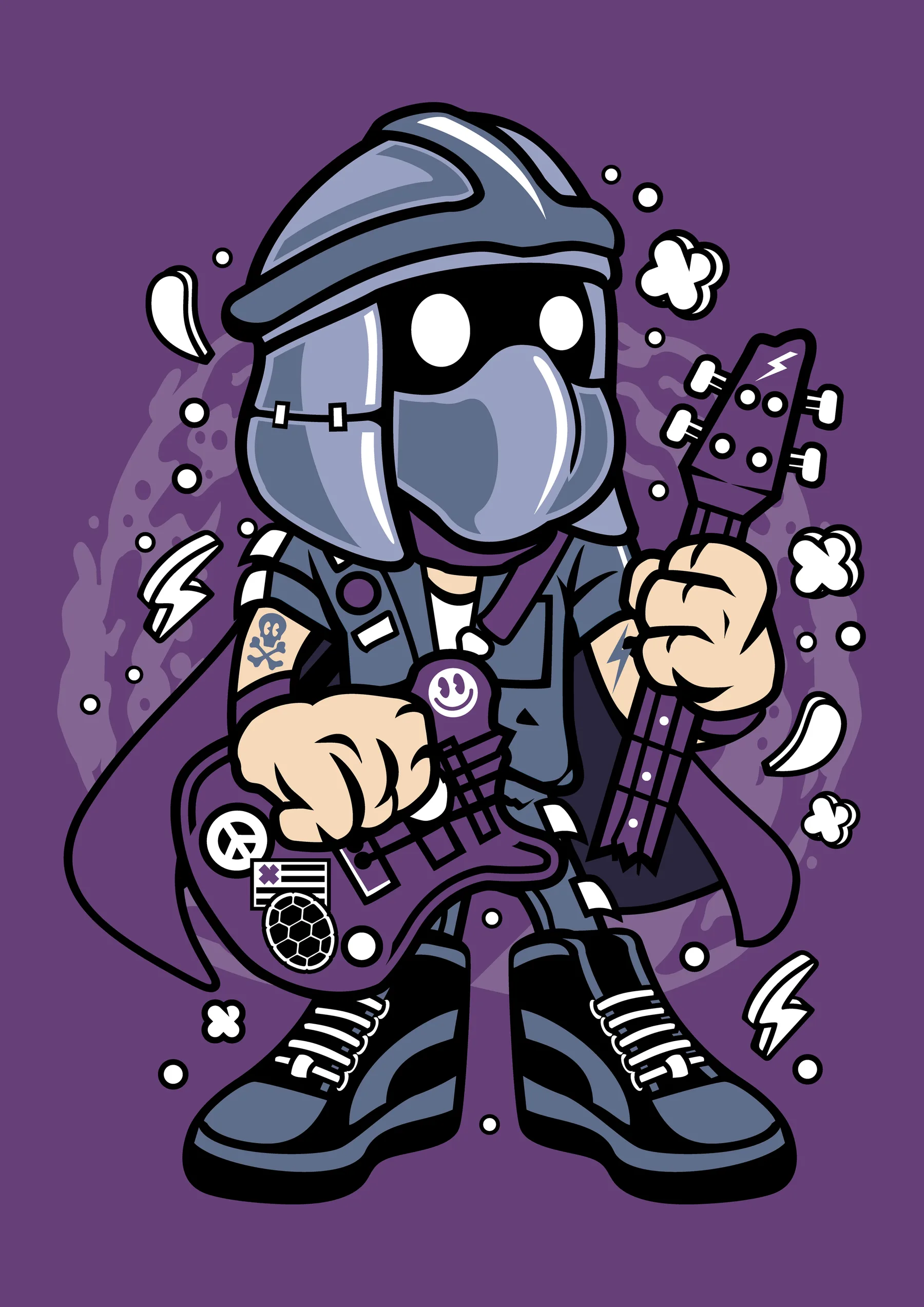 Robot Gris Rockero con Guitarra