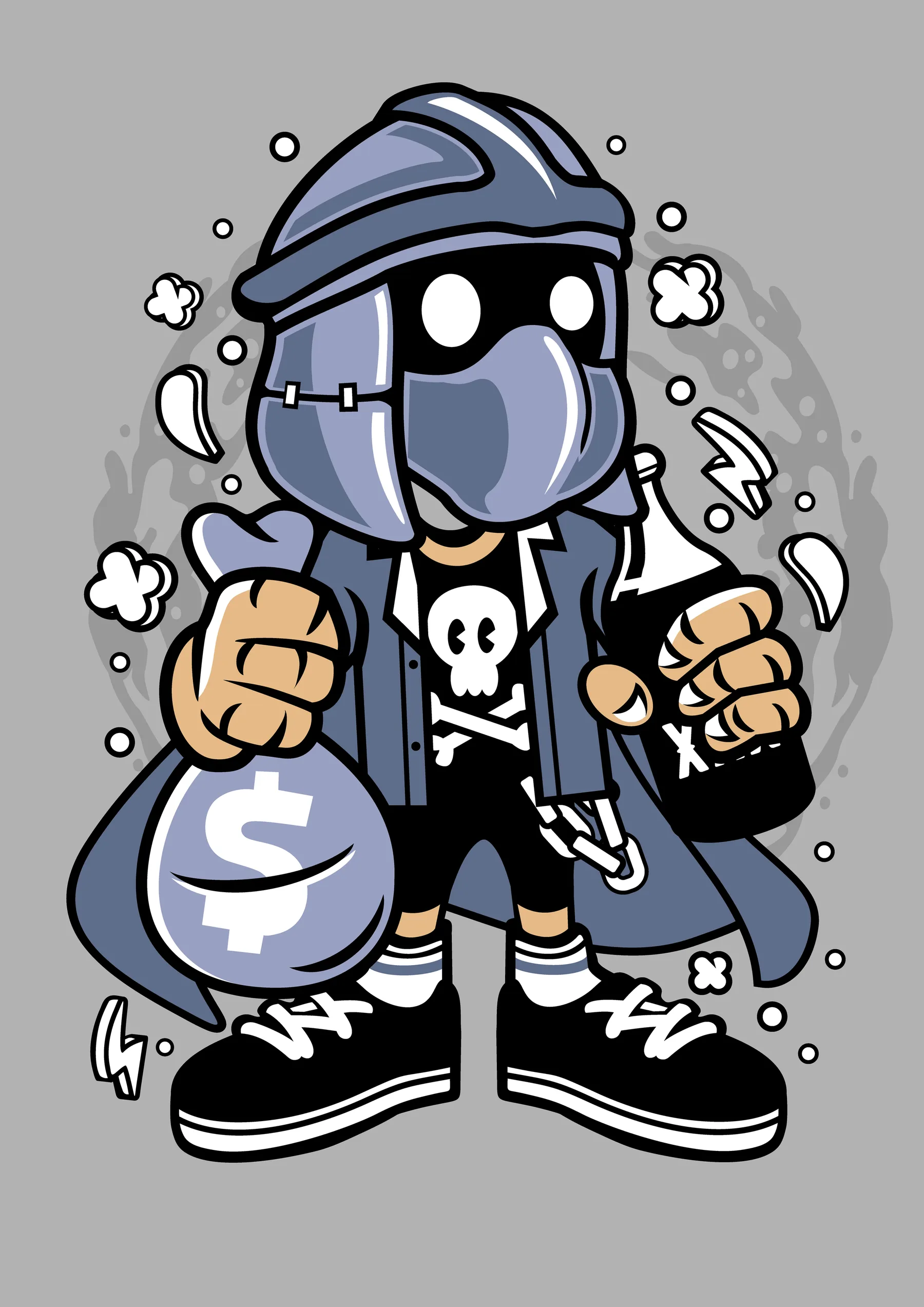 Robot Gris con Bolsa de Dinero