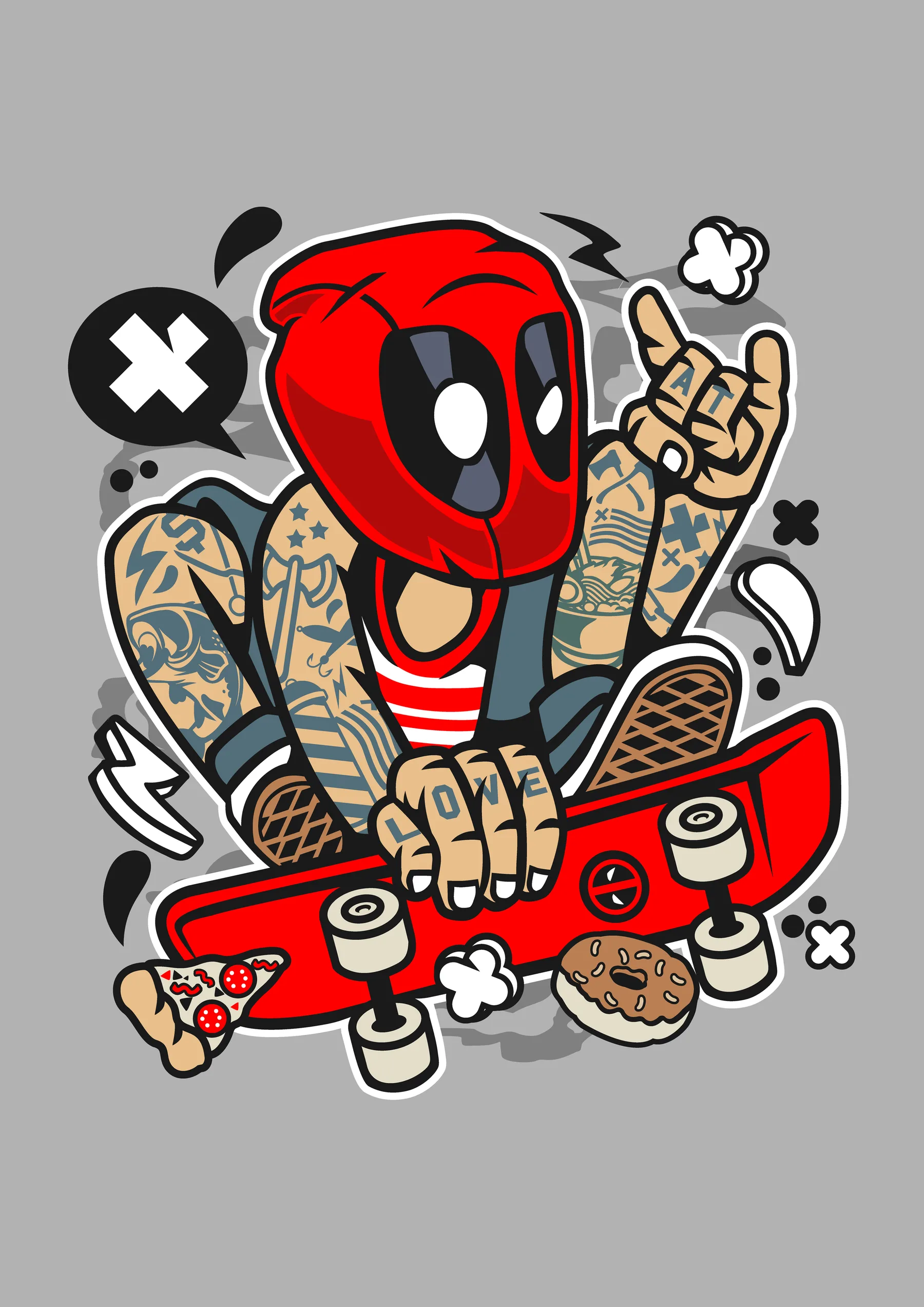 Deadpool Skater Tatuado